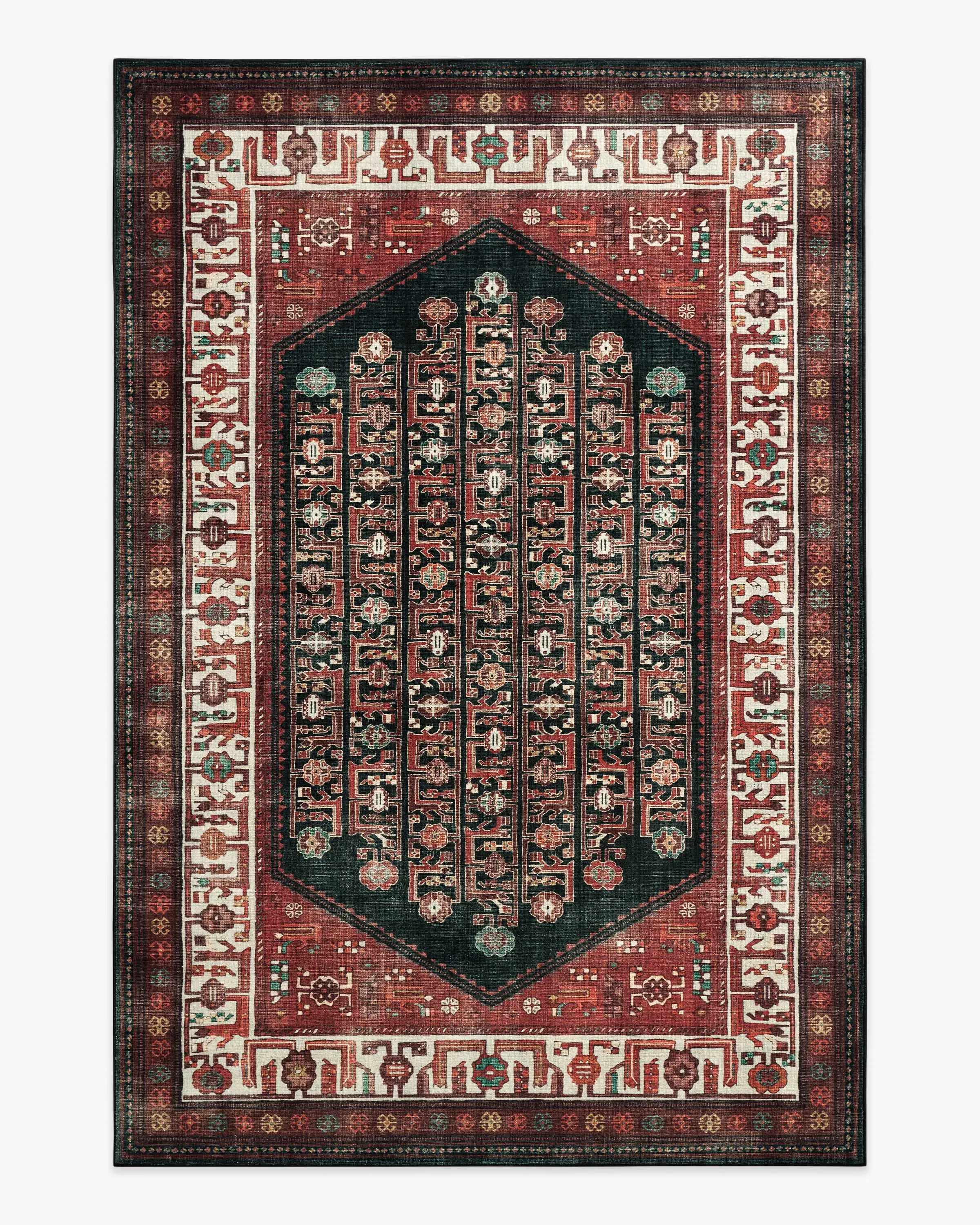 Area Rug Machine Washable - Crimson