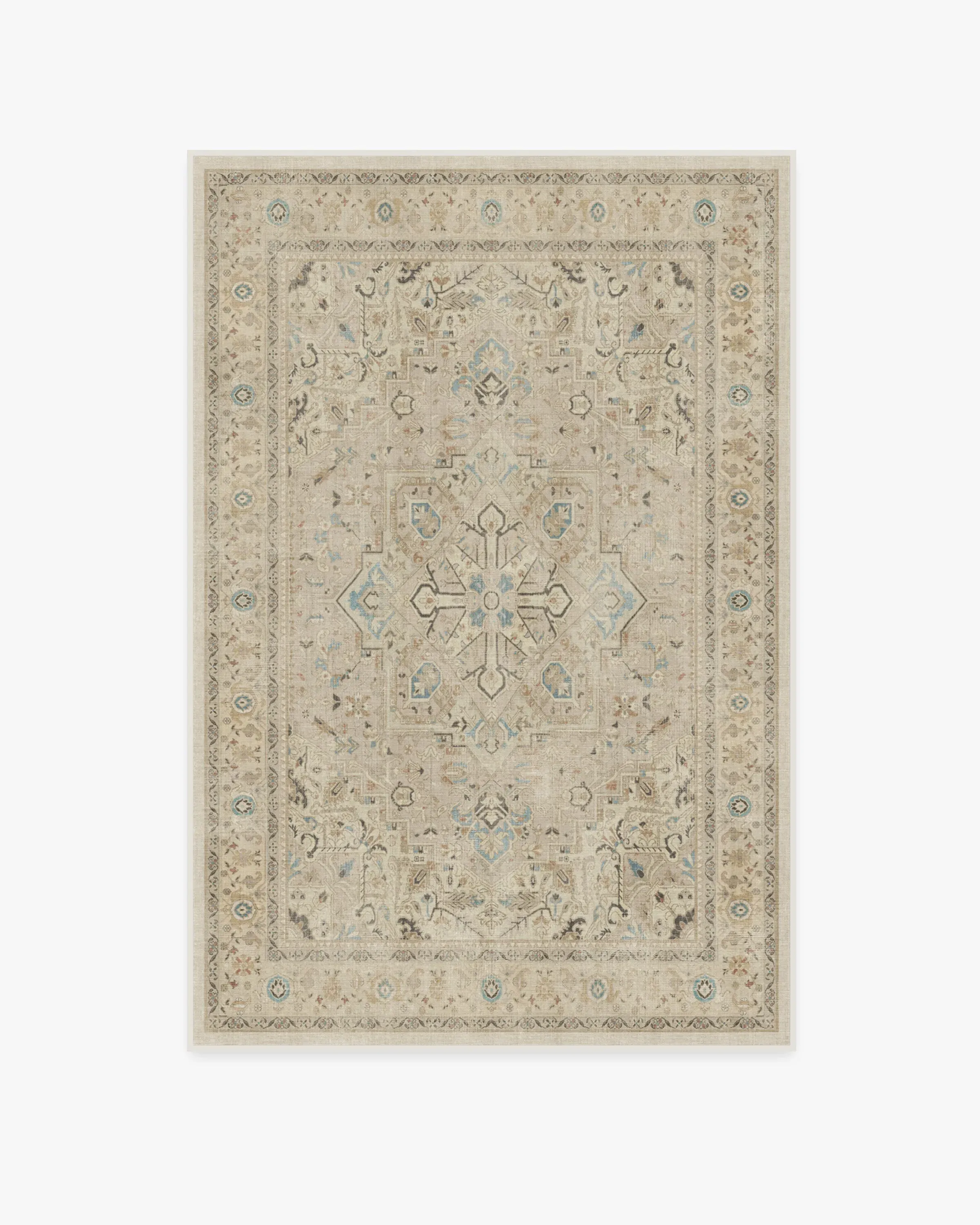 Area Rug Machine Washable - Ivory, Chenille