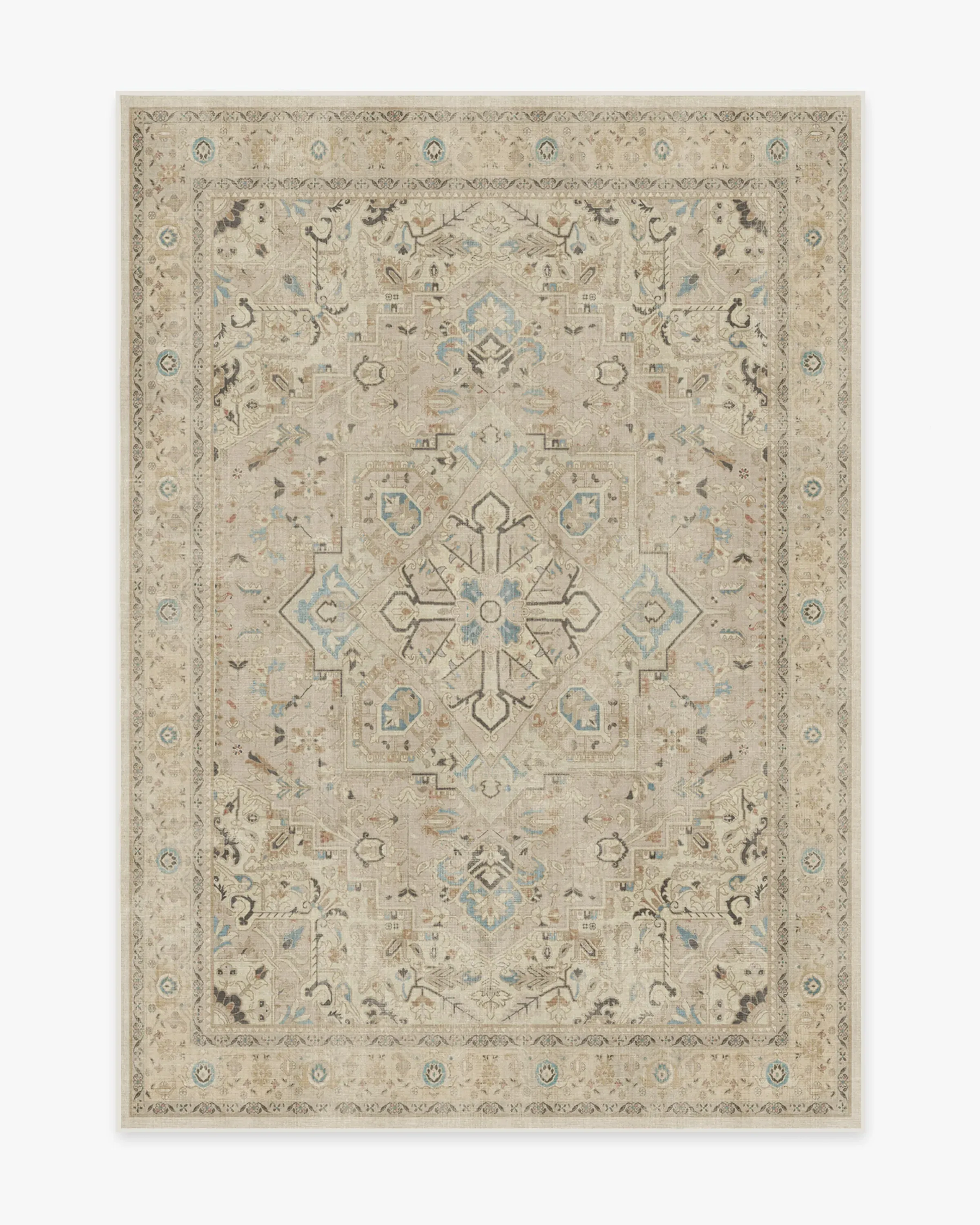 Area Rug Machine Washable - Ivory, Chenille