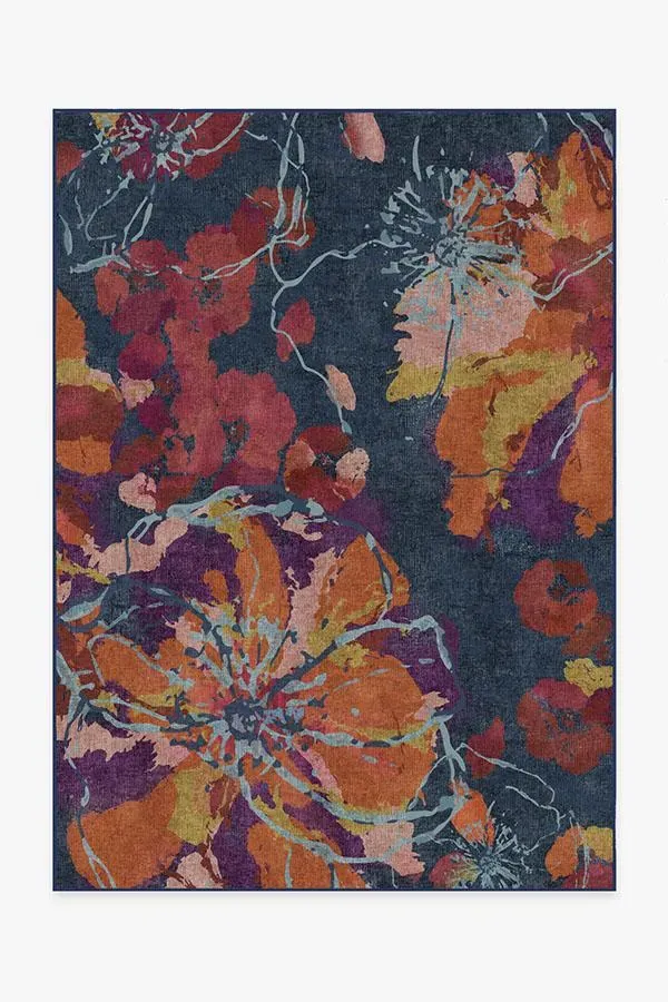 Area Rug Machine Washable - Navy