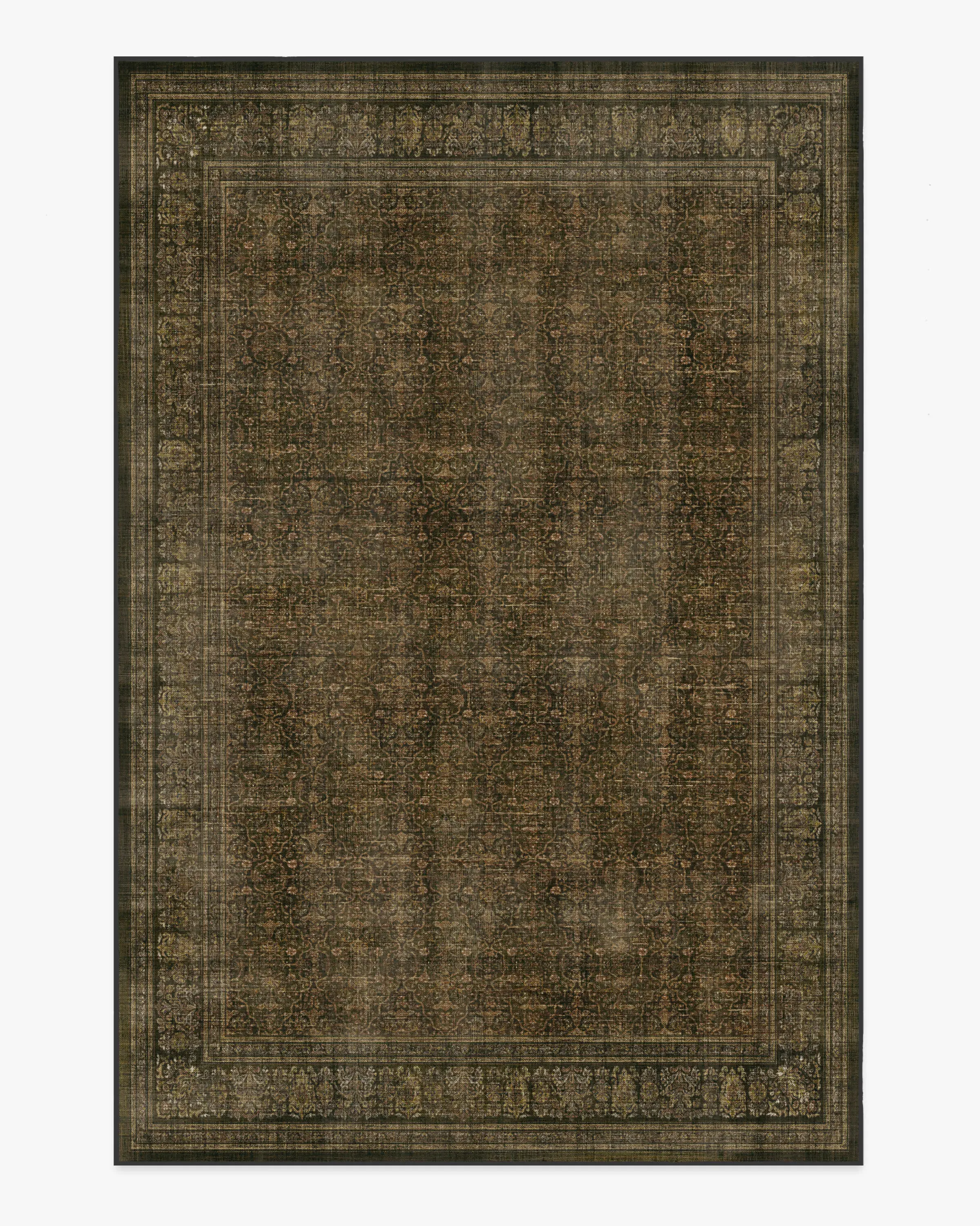 Area Rug Machine Washable - Olive, Gold