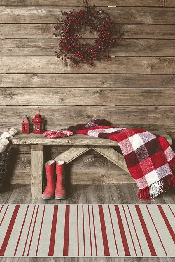 Area Rug Machine Washable - Red, Chenille