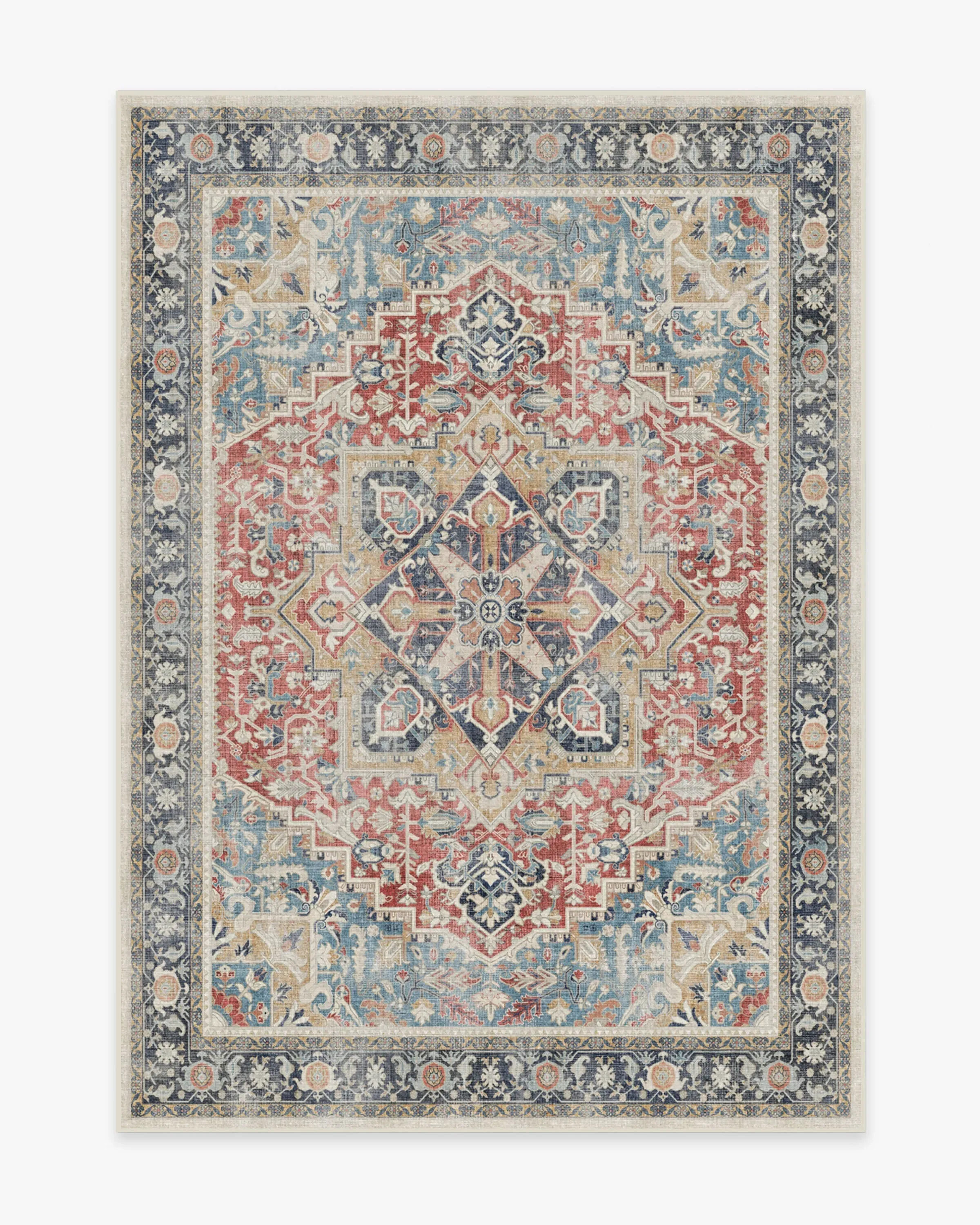 Area Rug Machine Washable - Red, Flatwoven
