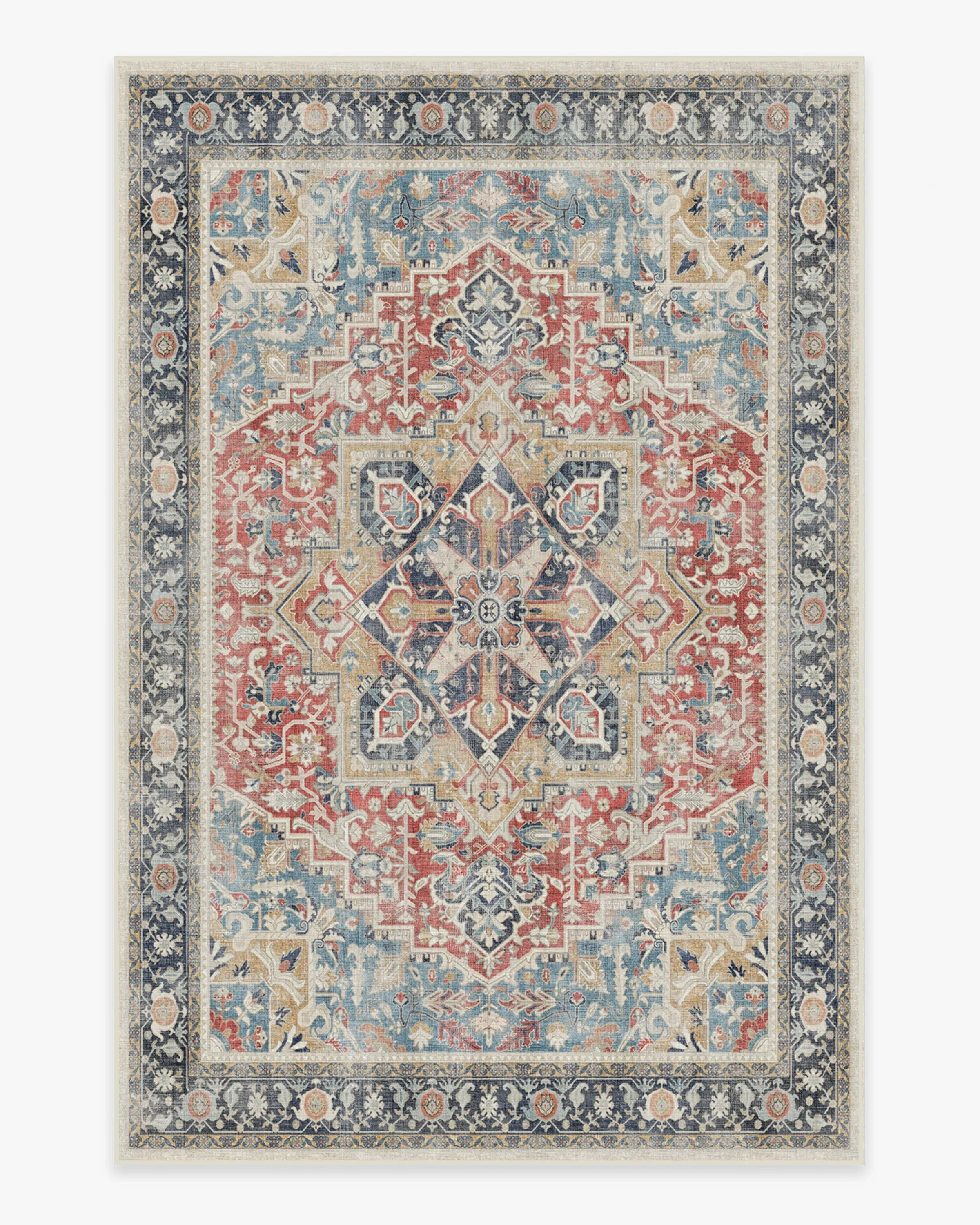 Area Rug Machine Washable - Red, Flatwoven