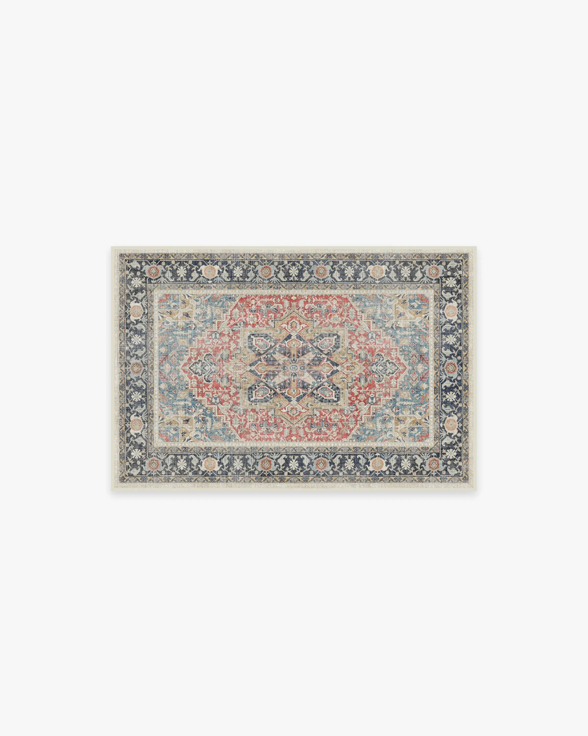 Area Rug Machine Washable - Red, Flatwoven image