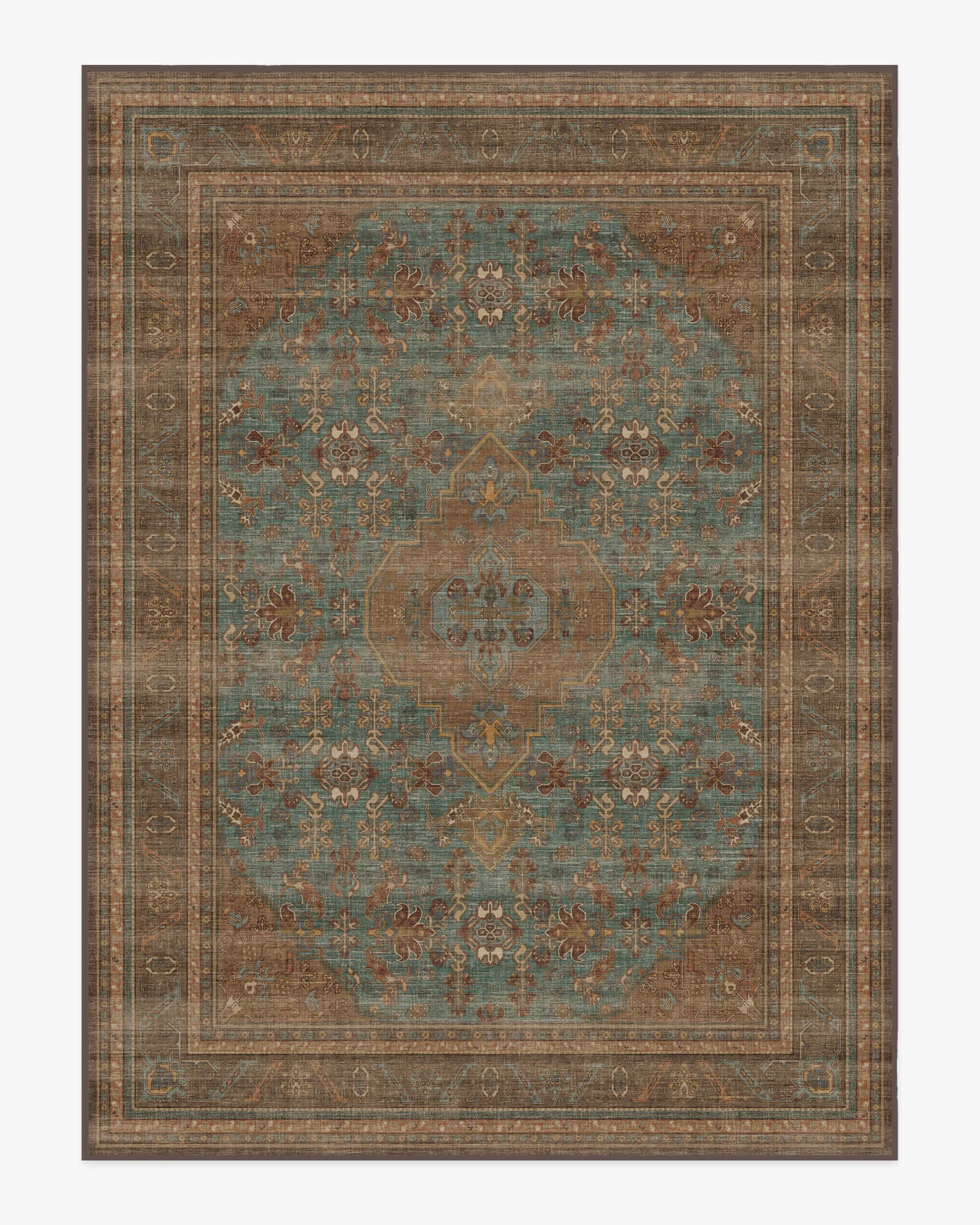 Area Rug Machine Washable - Teal Blue