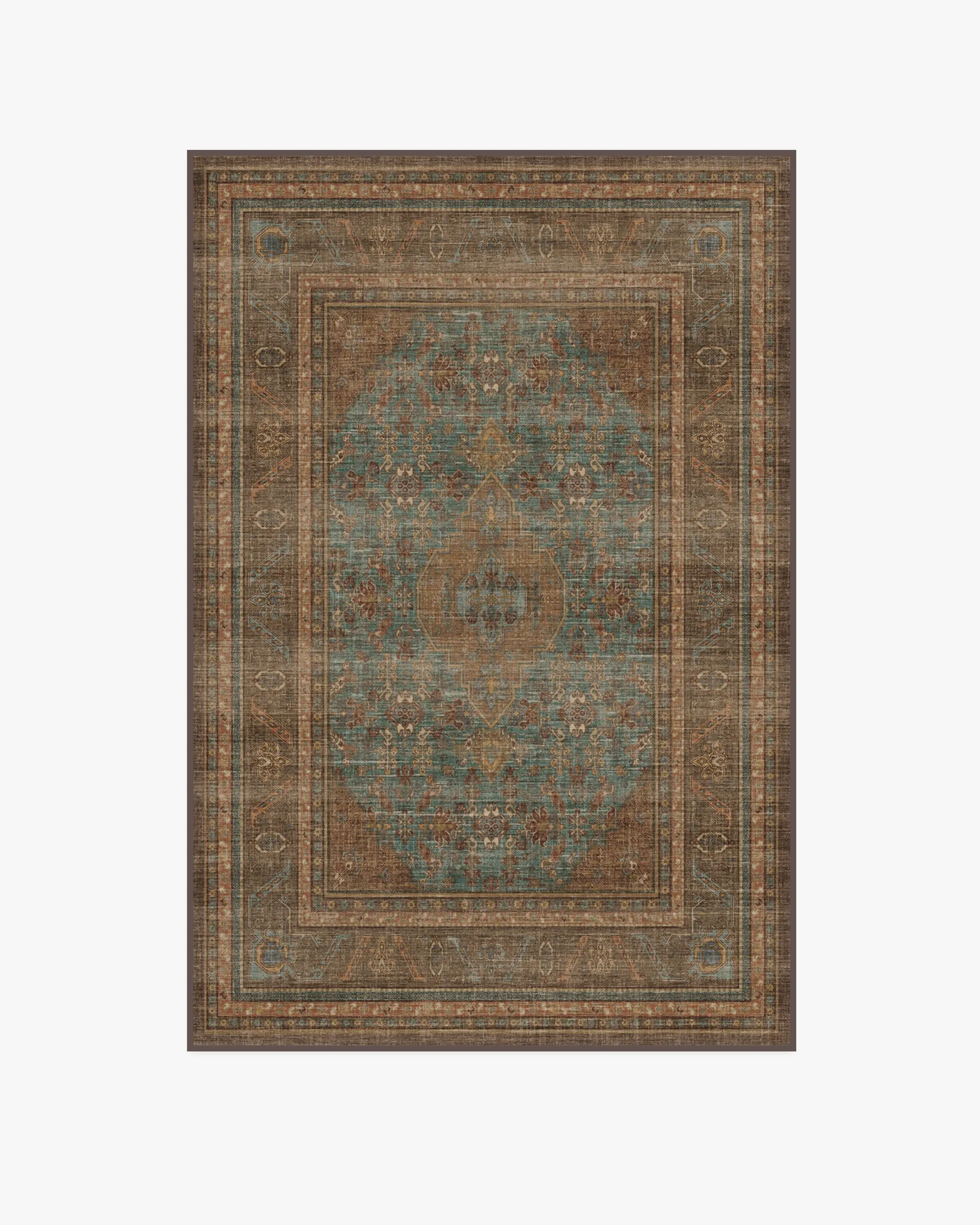Area Rug Machine Washable - Teal Blue