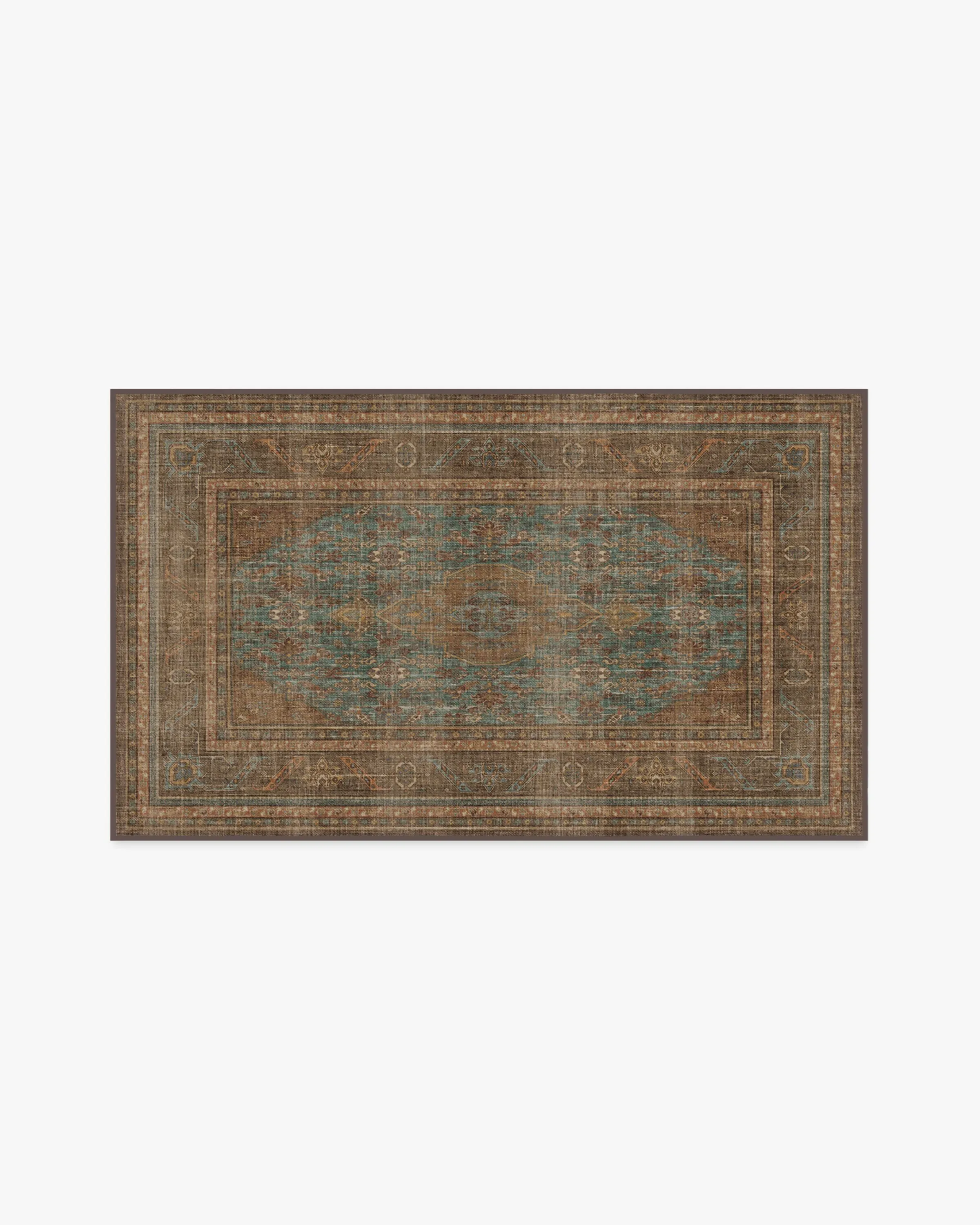 Area Rug Machine Washable - Teal Blue