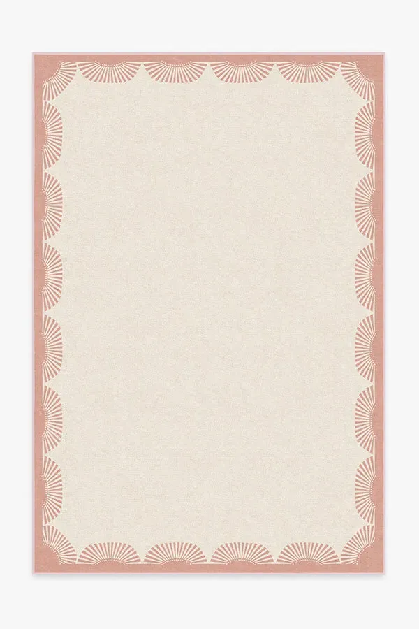 Area Rug with Fringe - Pink, Ivory