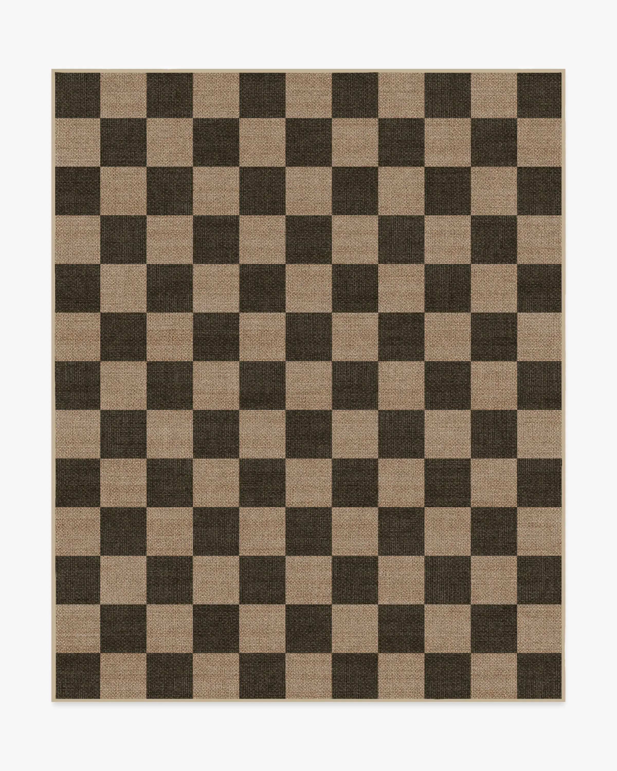 Checkerboard Area Rug Machine Washable - Black