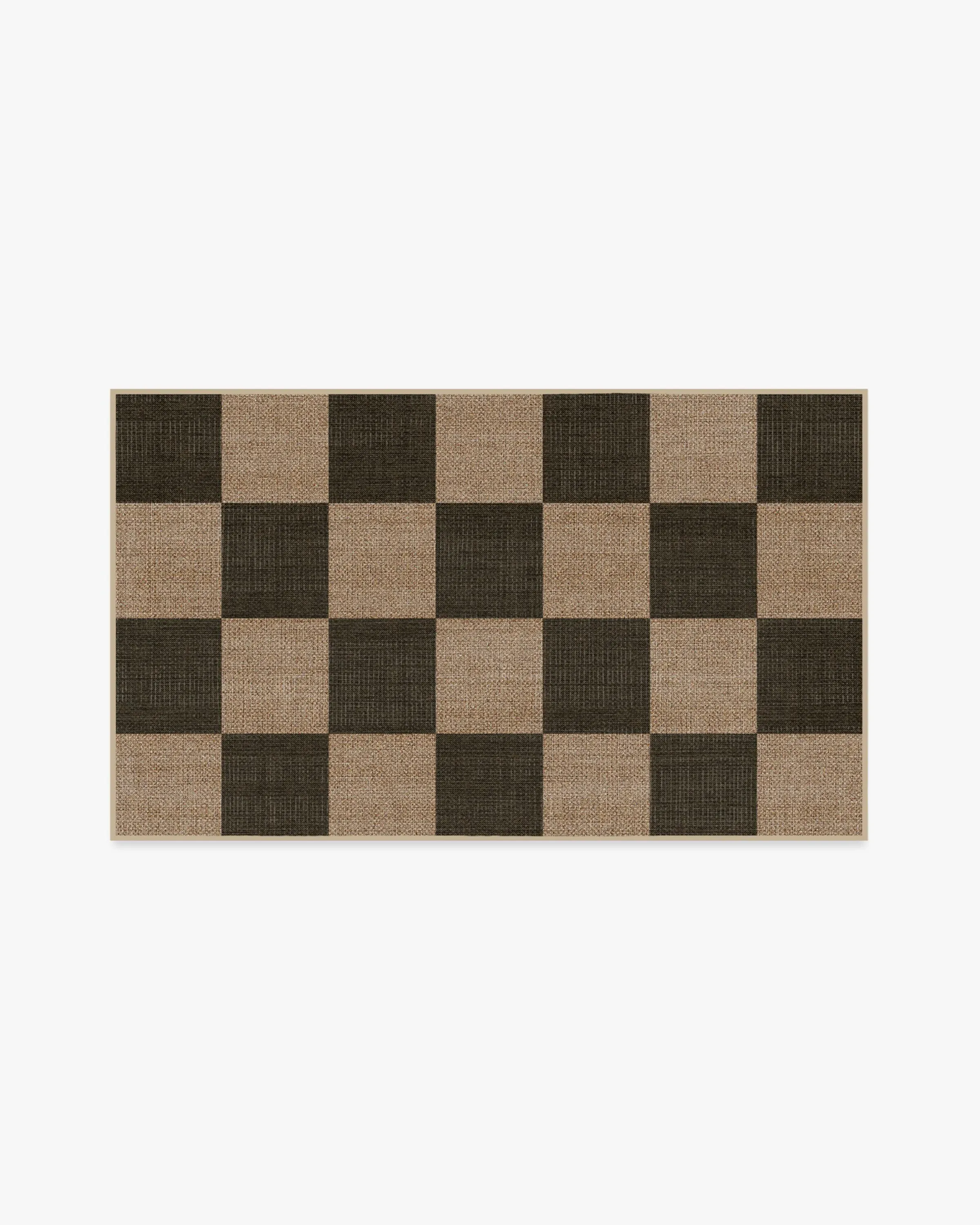 Checkerboard Area Rug Machine Washable - Black image