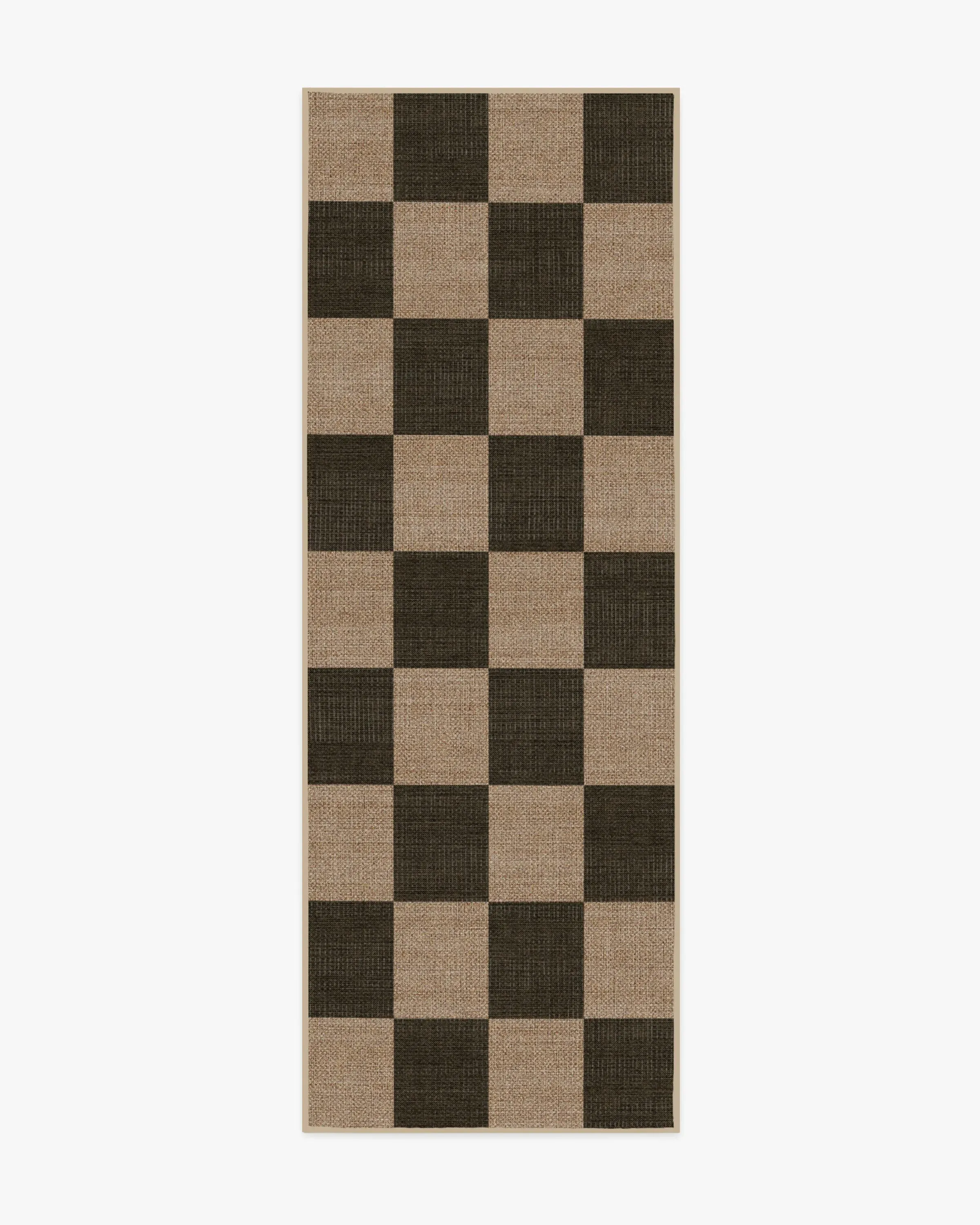 Checkerboard Area Rug Machine Washable - Black