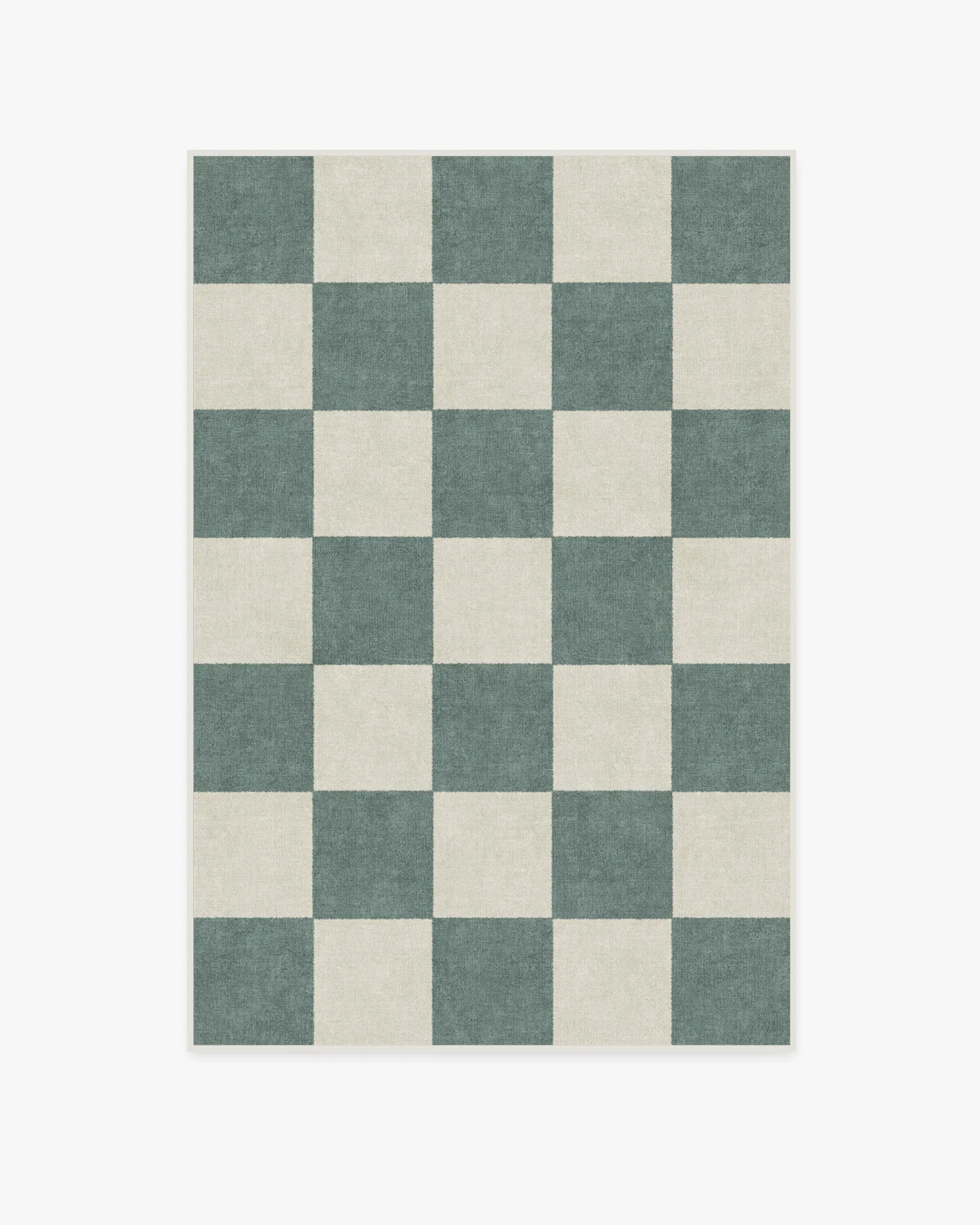 Checkered Area Rug Machine Washable - Green