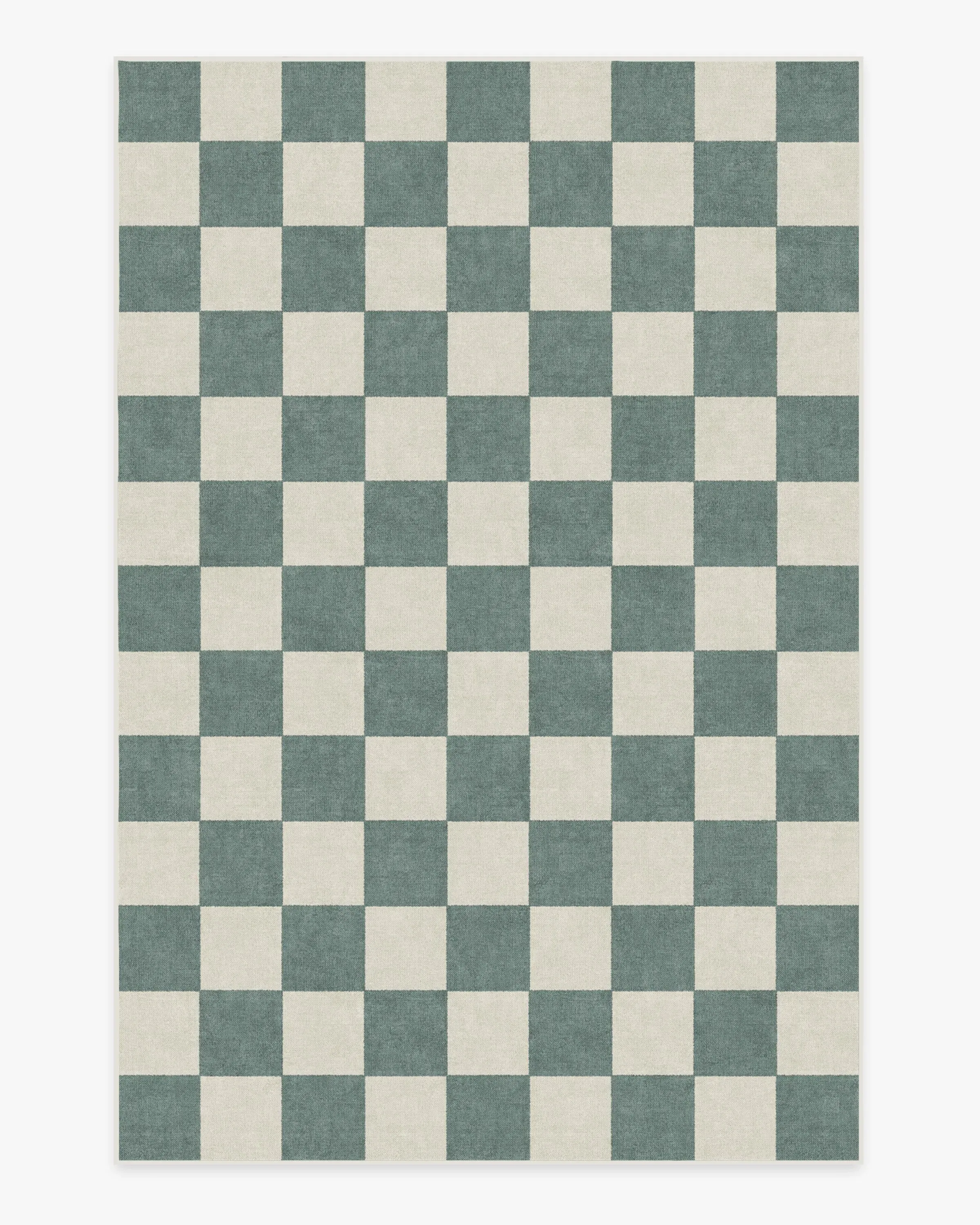 Checkered Area Rug Machine Washable - Green