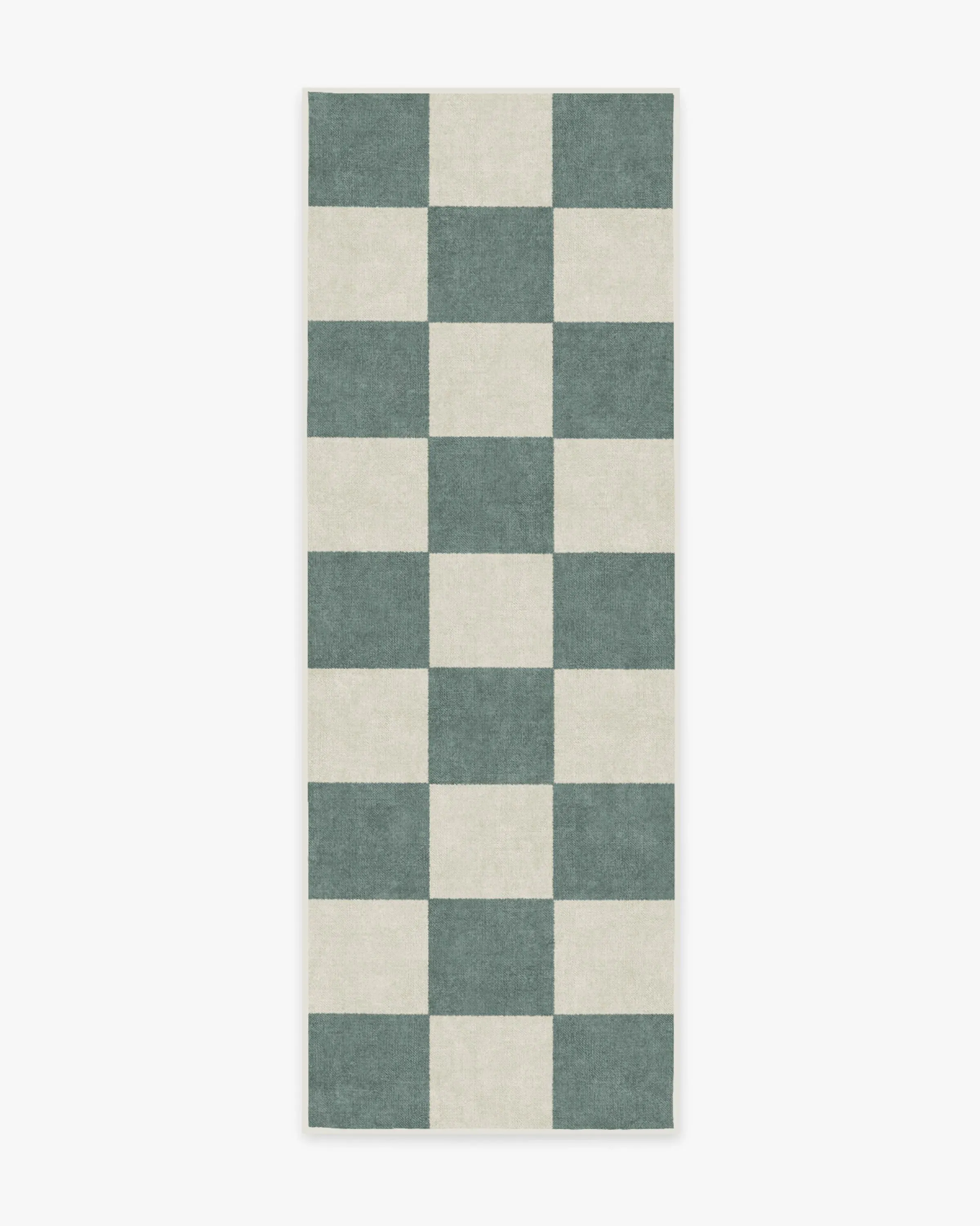 Checkered Area Rug Machine Washable - Green
