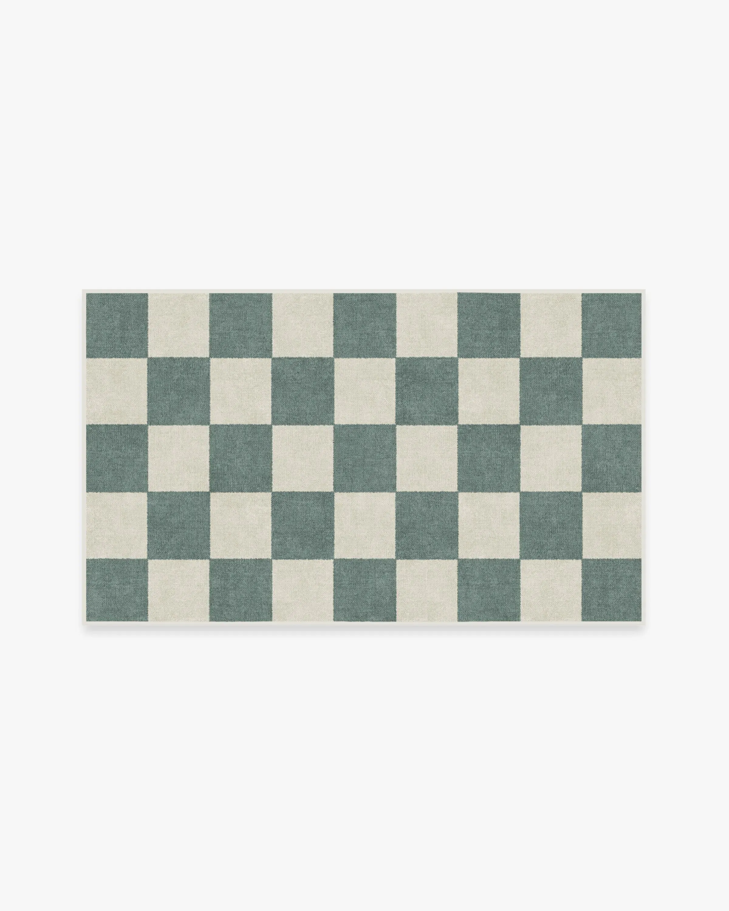 Checkered Area Rug Machine Washable - Green