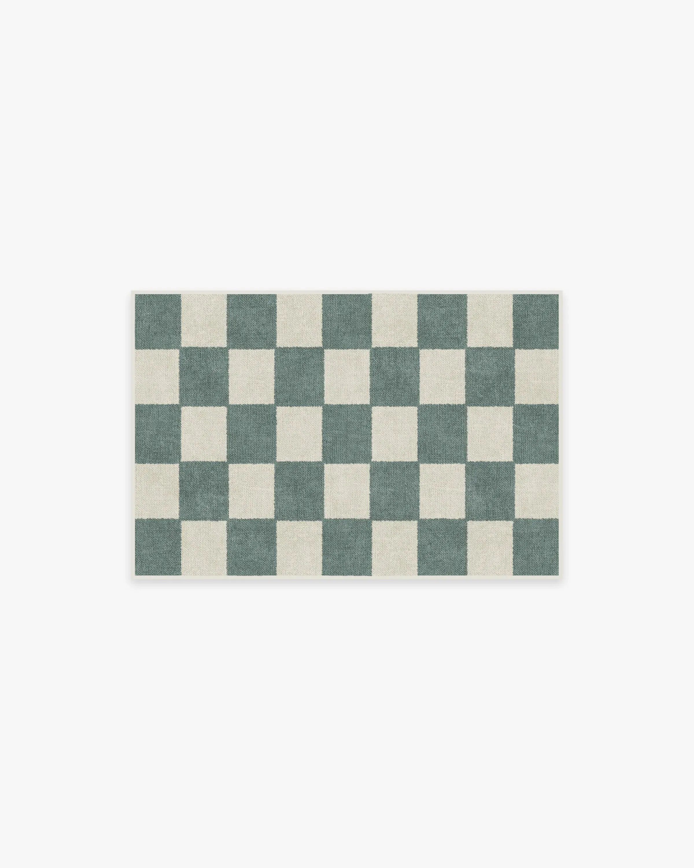 Checkered Area Rug Machine Washable - Green image