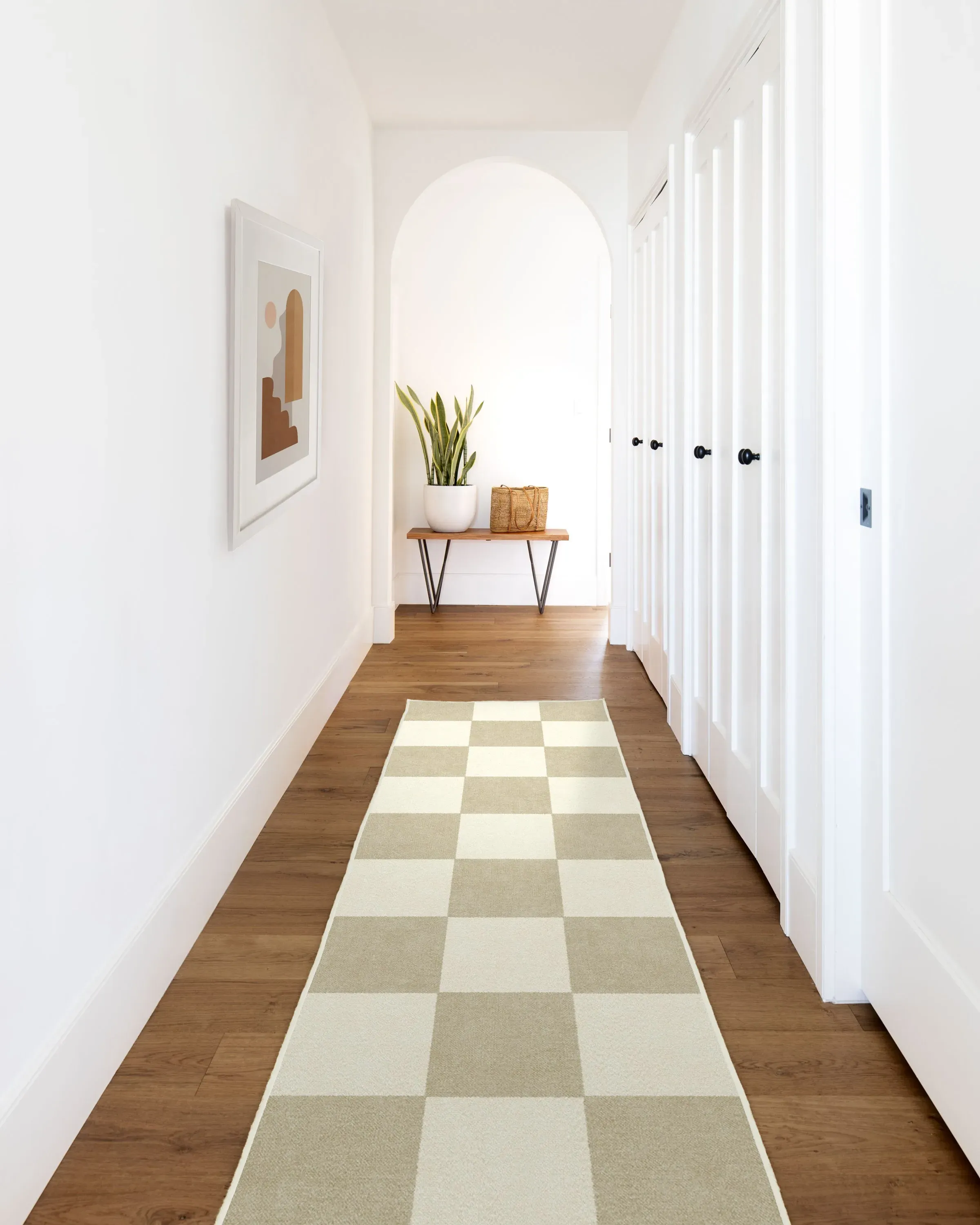 Checkered Area Rug Machine Washable - Stone