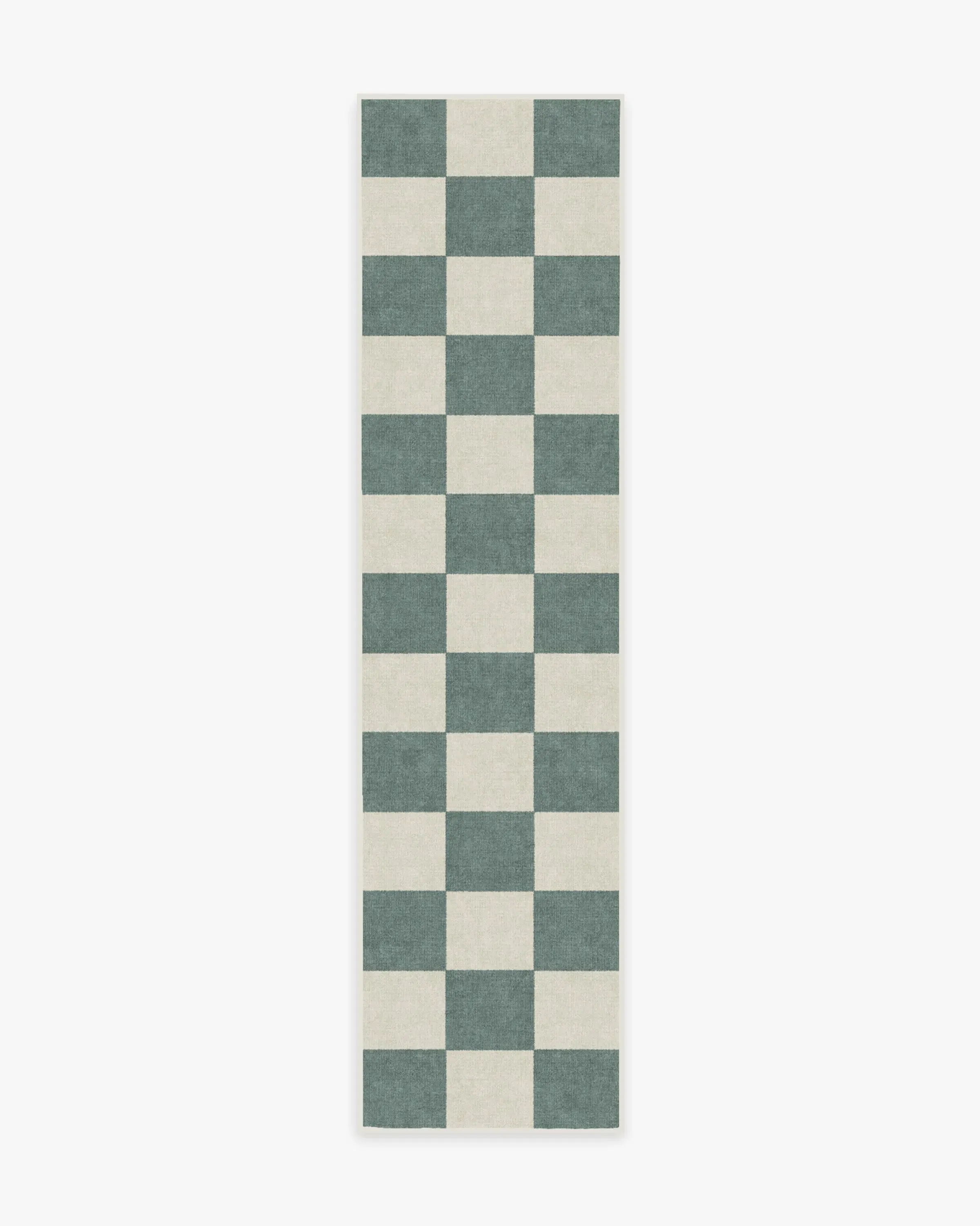 Checkered Runner Rug Machine Washable - Green