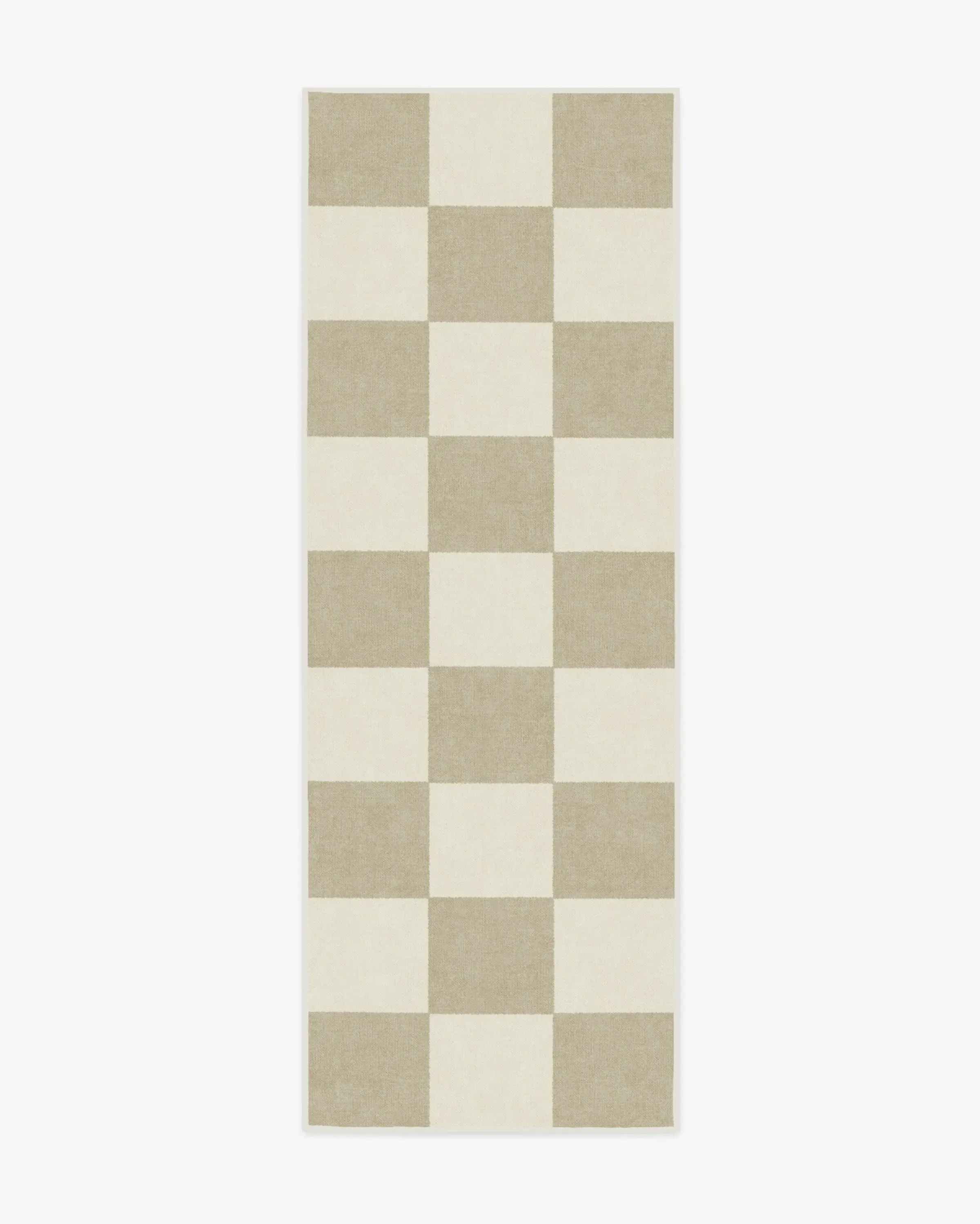 Checkered Runner Rug Machine Washable - Stone