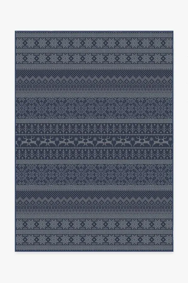 Compact Area Rug Machine Washable - Blue, Chenille