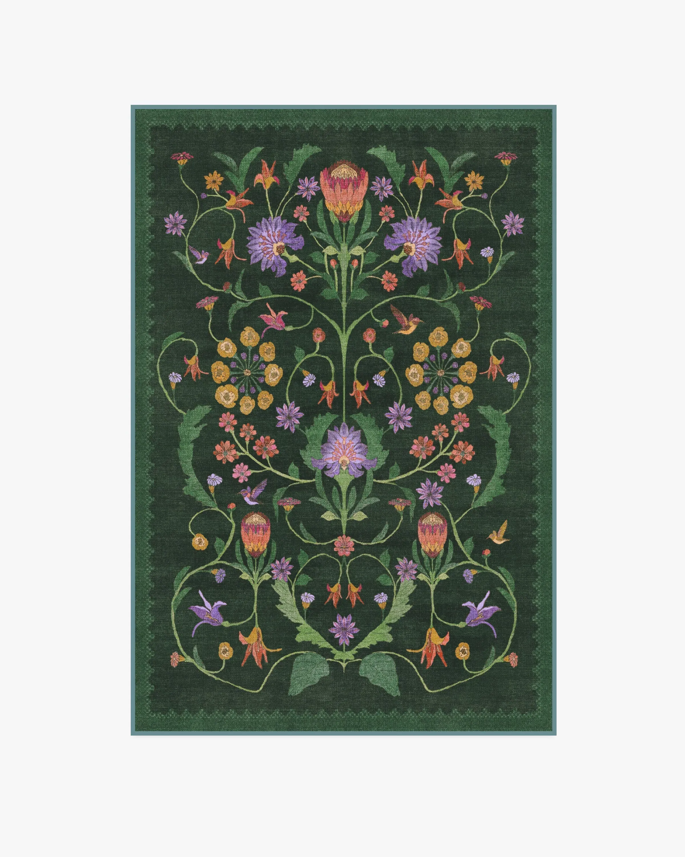 Compact Area Rug Machine Washable - Green, Tufted