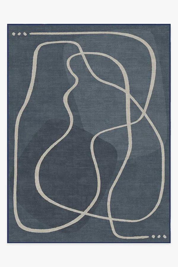 Extra Large Area Rug Machine Washable - Blue, Chenille