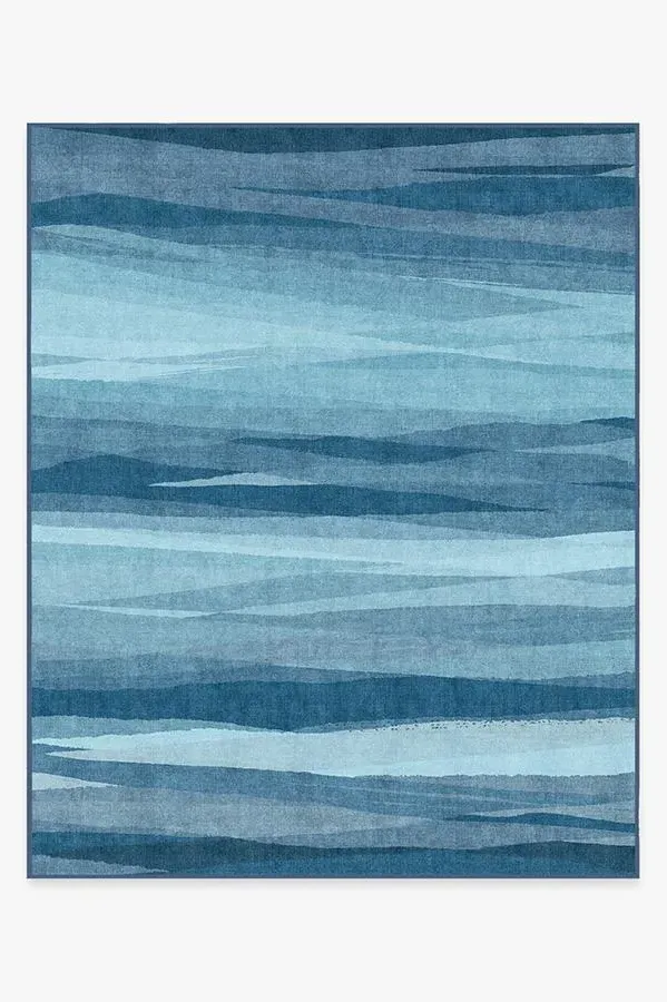 Extra Large Area Rug Machine Washable - Blue, Flatwoven