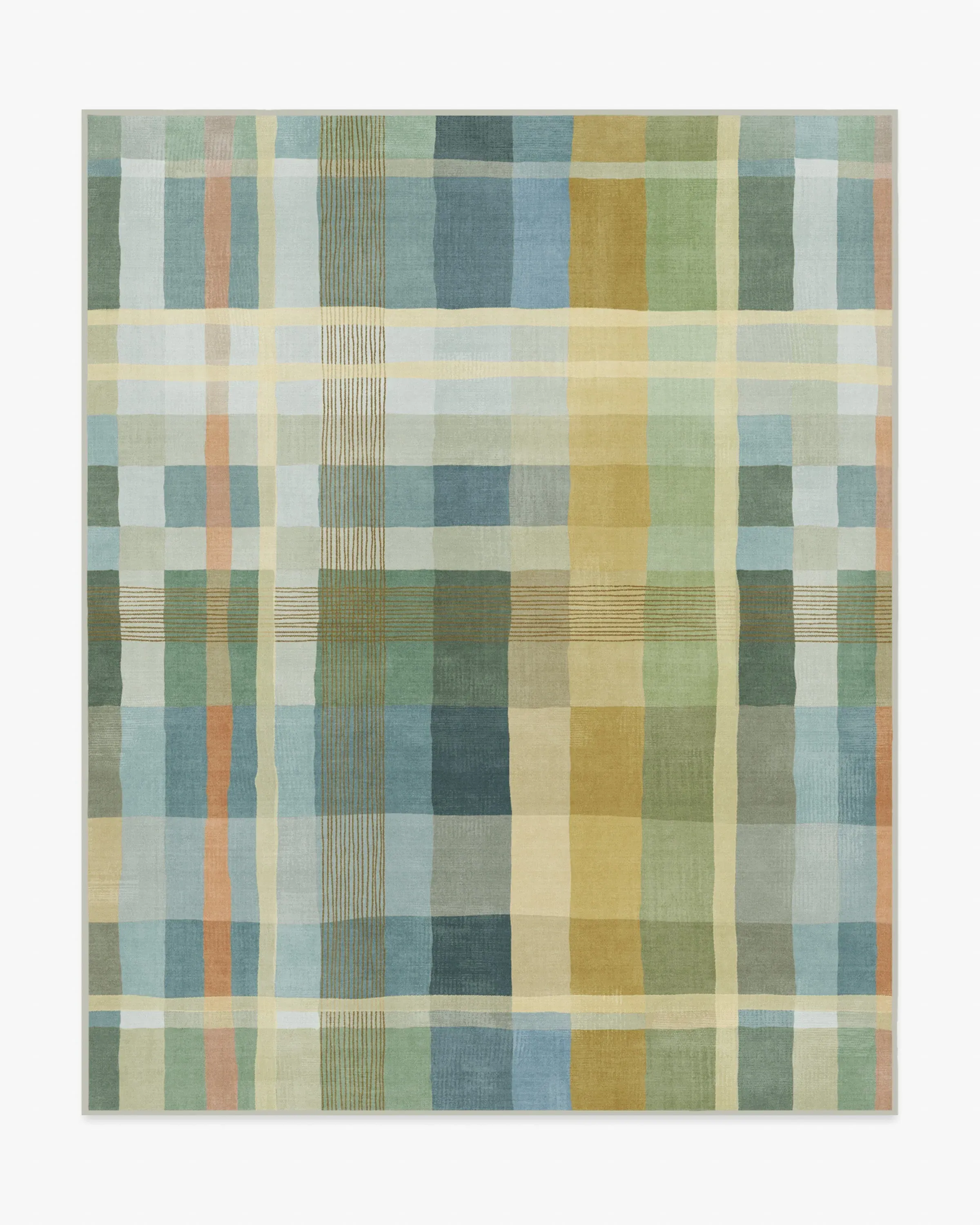 Extra Large Area Rug Machine Washable - Blue Plaid