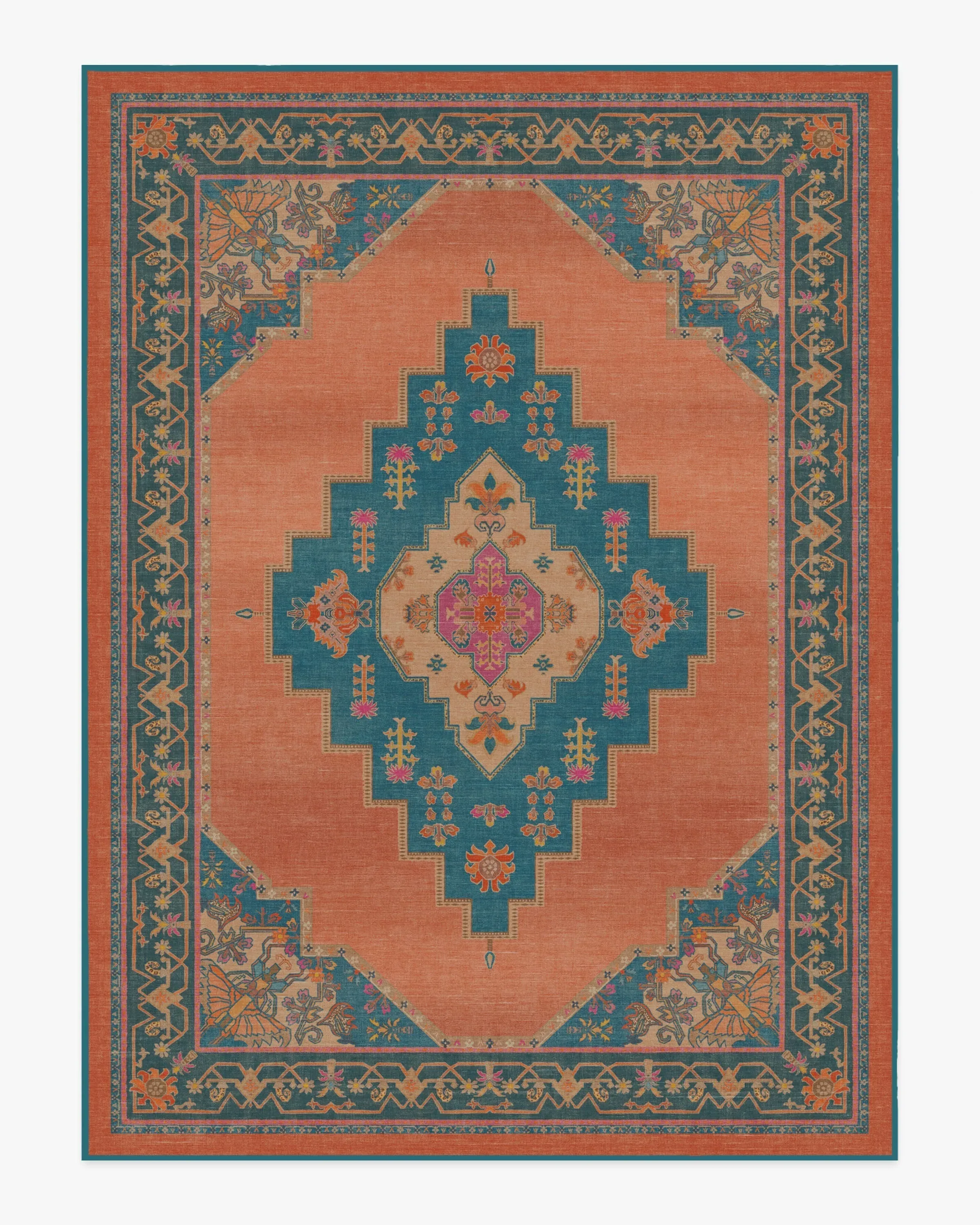 Extra Large Area Rug Machine Washable - Coral