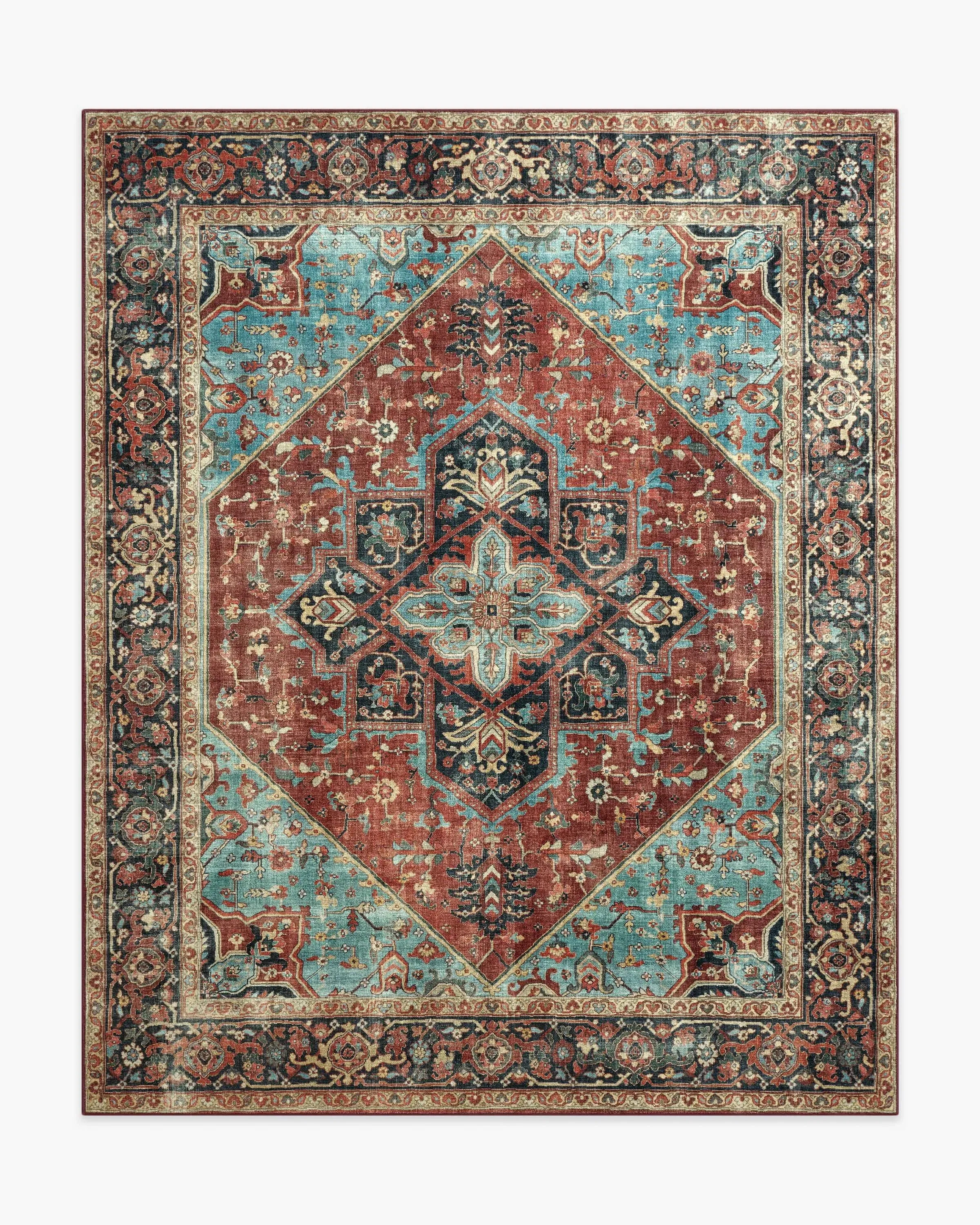 Extra Large Area Rug Machine Washable - Crimson Blue