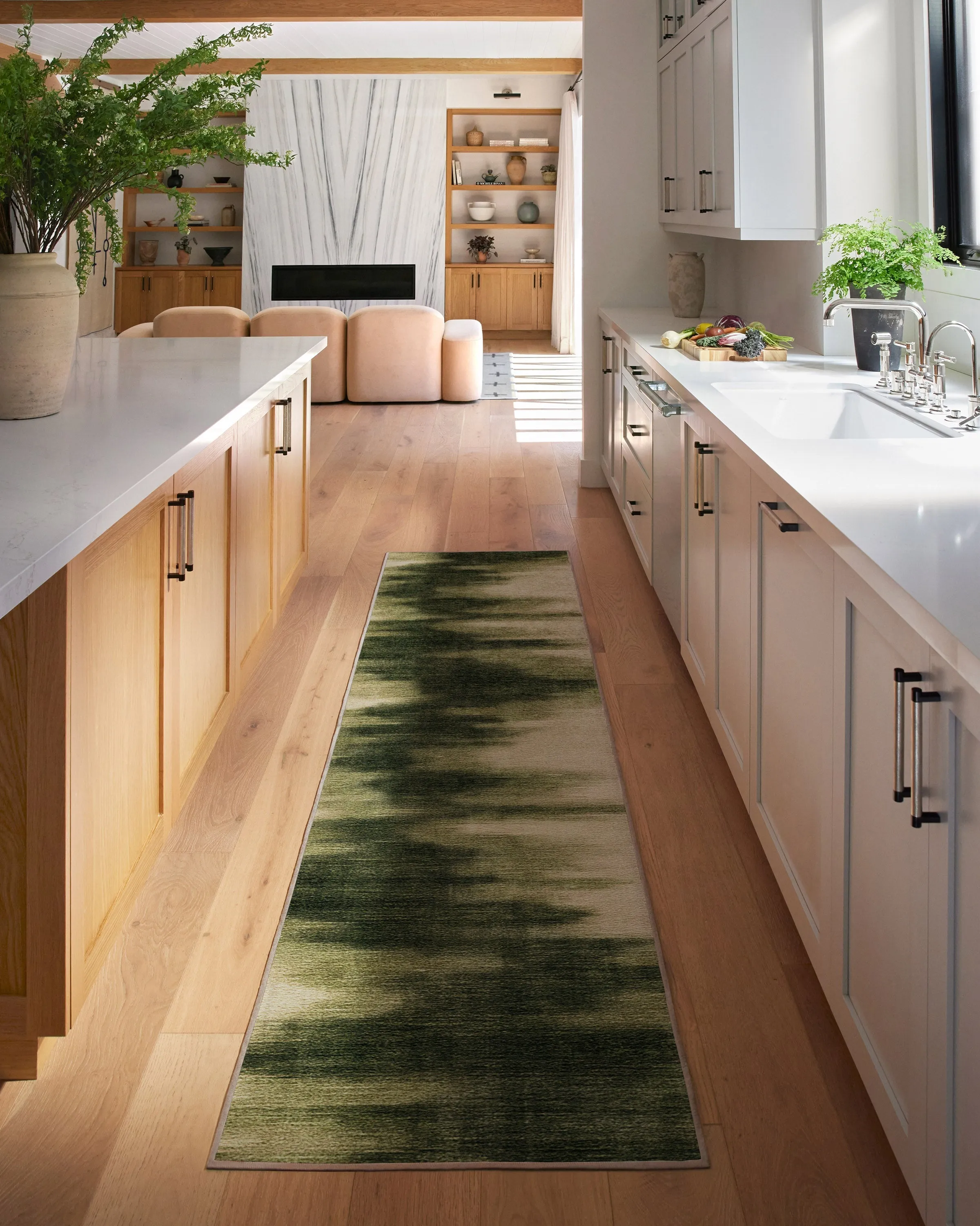 Extra Large Area Rug Machine Washable - Olive Green