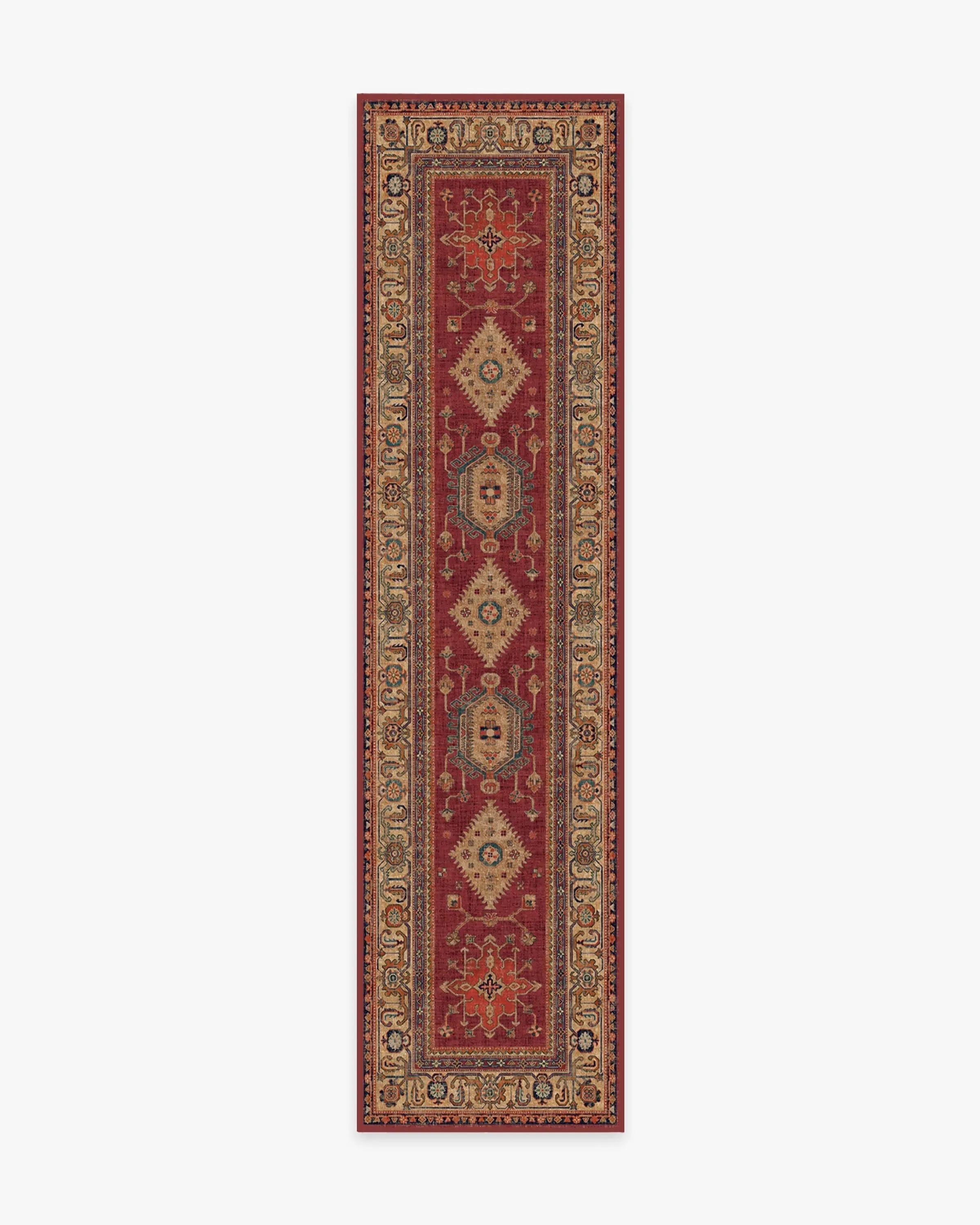Extra Large Area Rug Machine Washable - Ruby Red