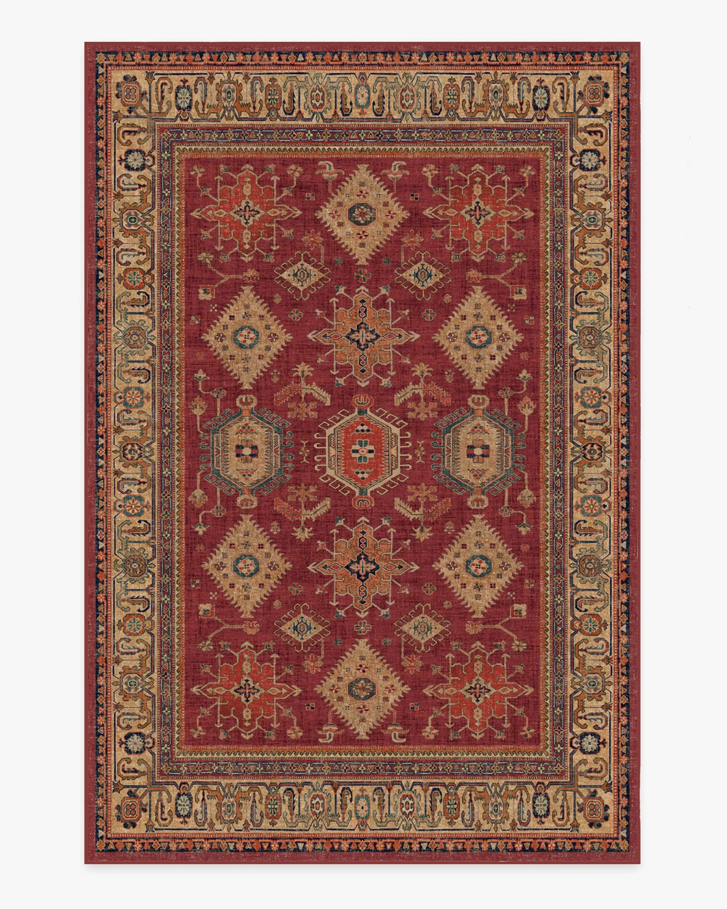Extra Large Area Rug Machine Washable - Ruby Red
