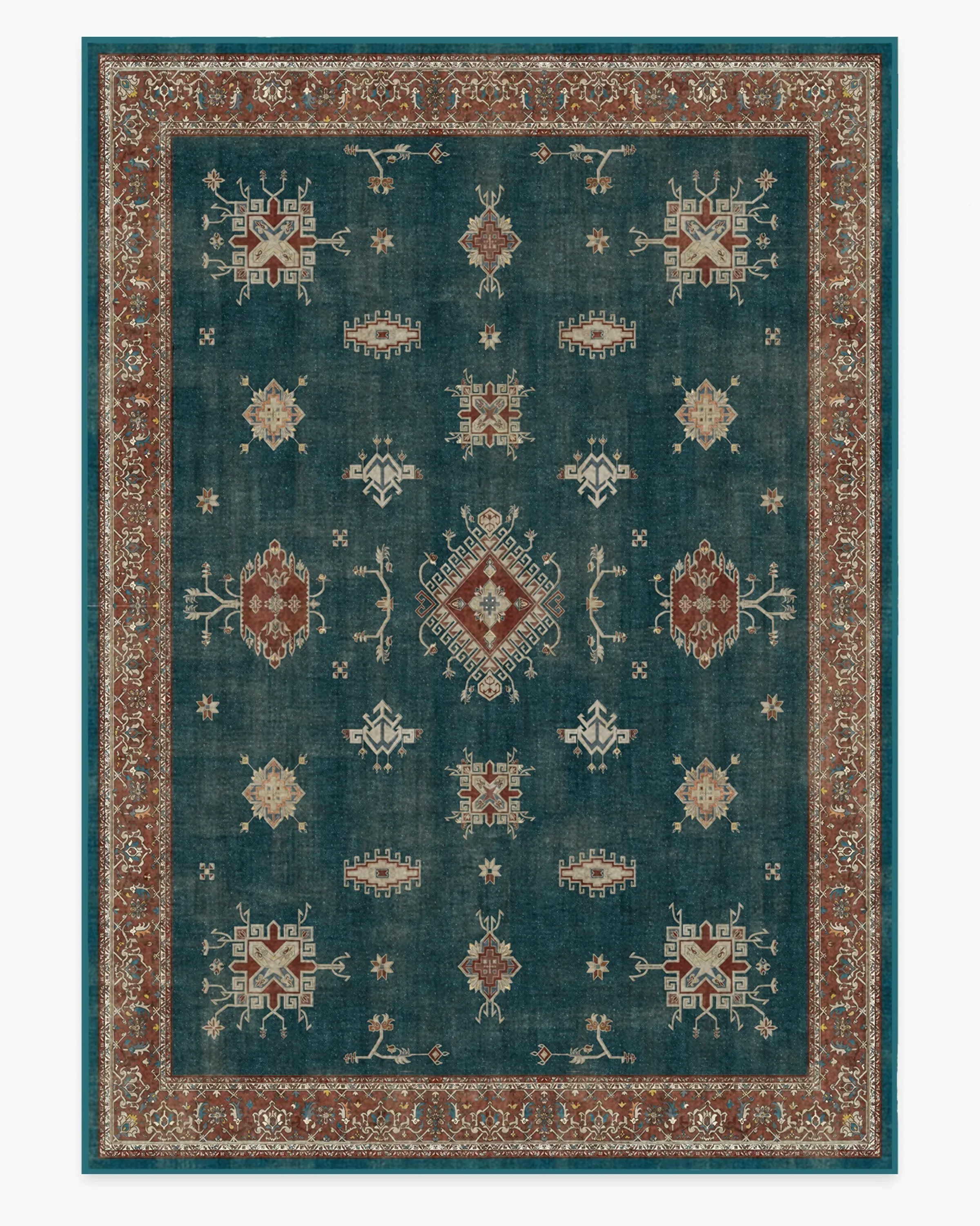 Extra Large Area Rug Machine Washable - Teal Blue
