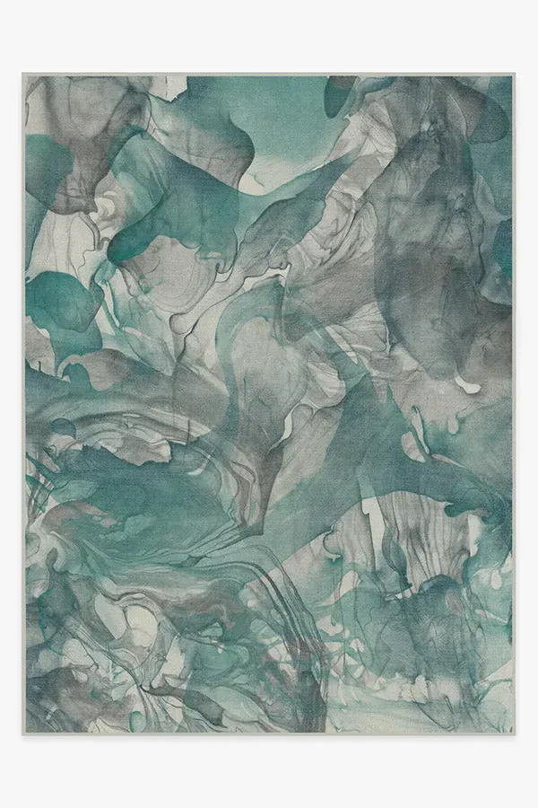 Extra Large Area Rug Machine Washable - Teal Grey