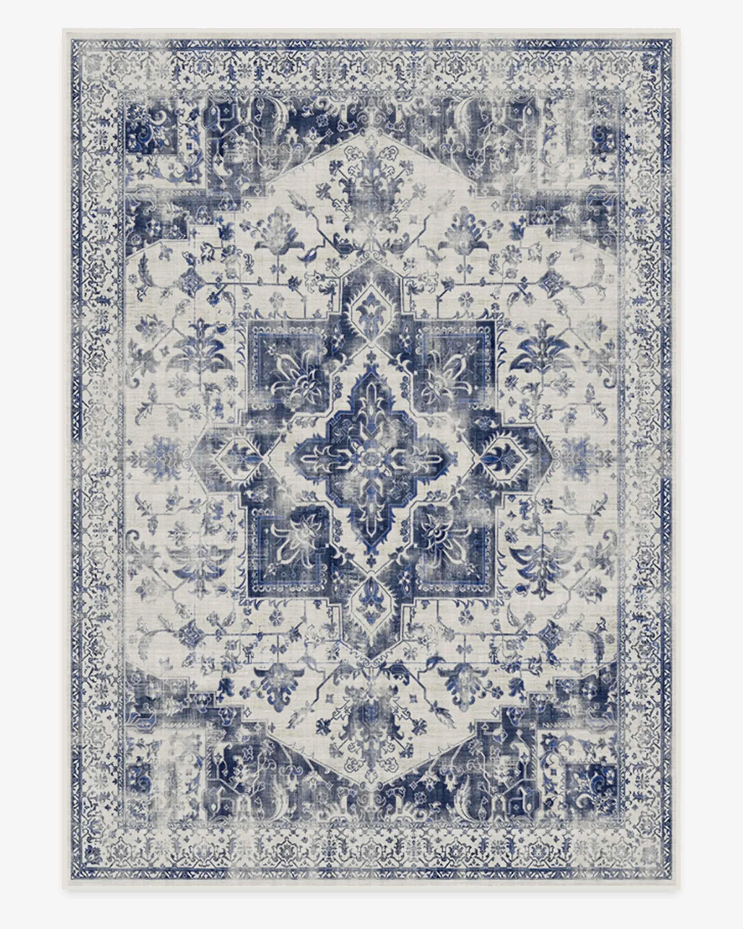 Extra Large Flatwoven Rug Machine Washable - Blue