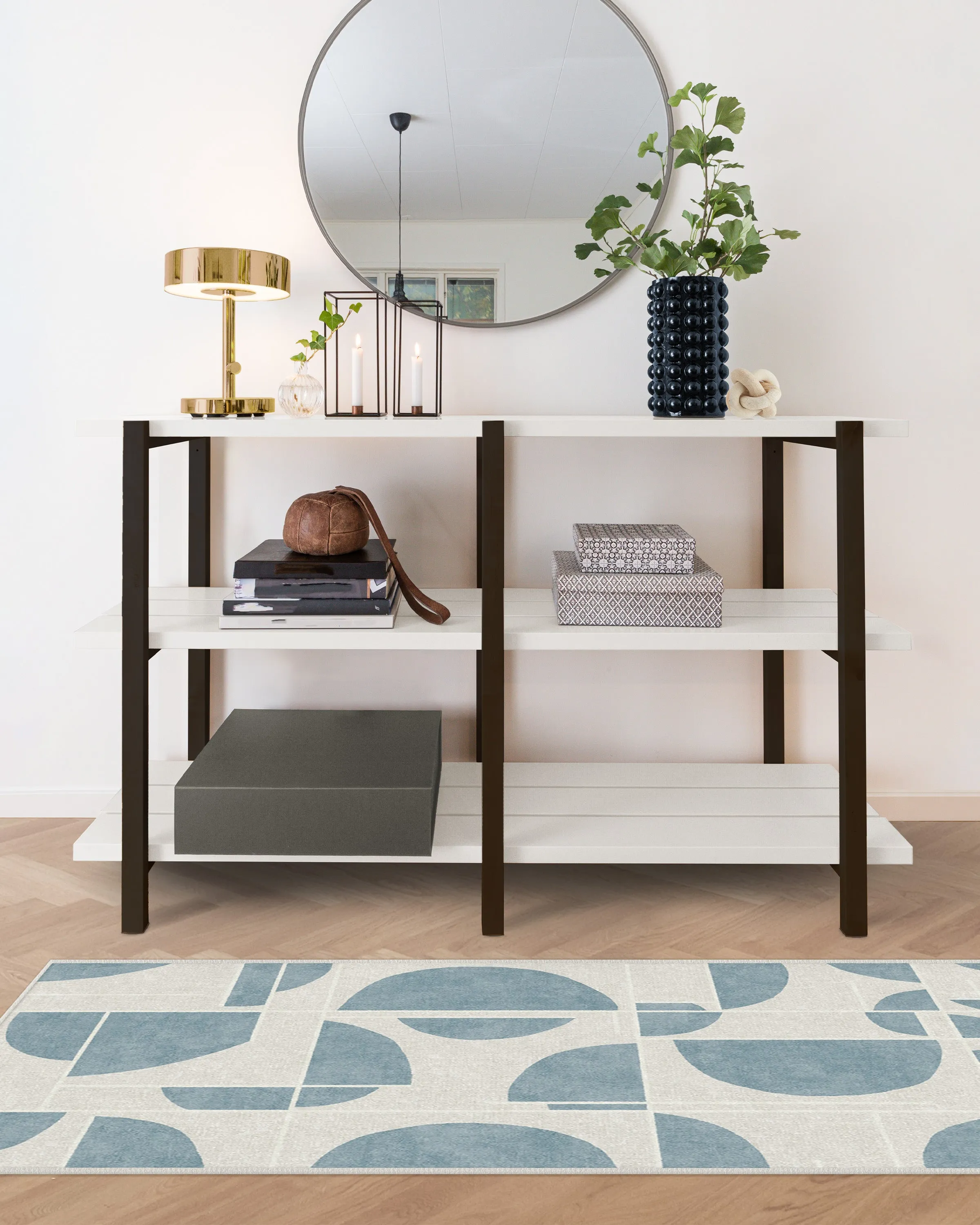 Extra Large Flatwoven Rug Machine Washable - Blue