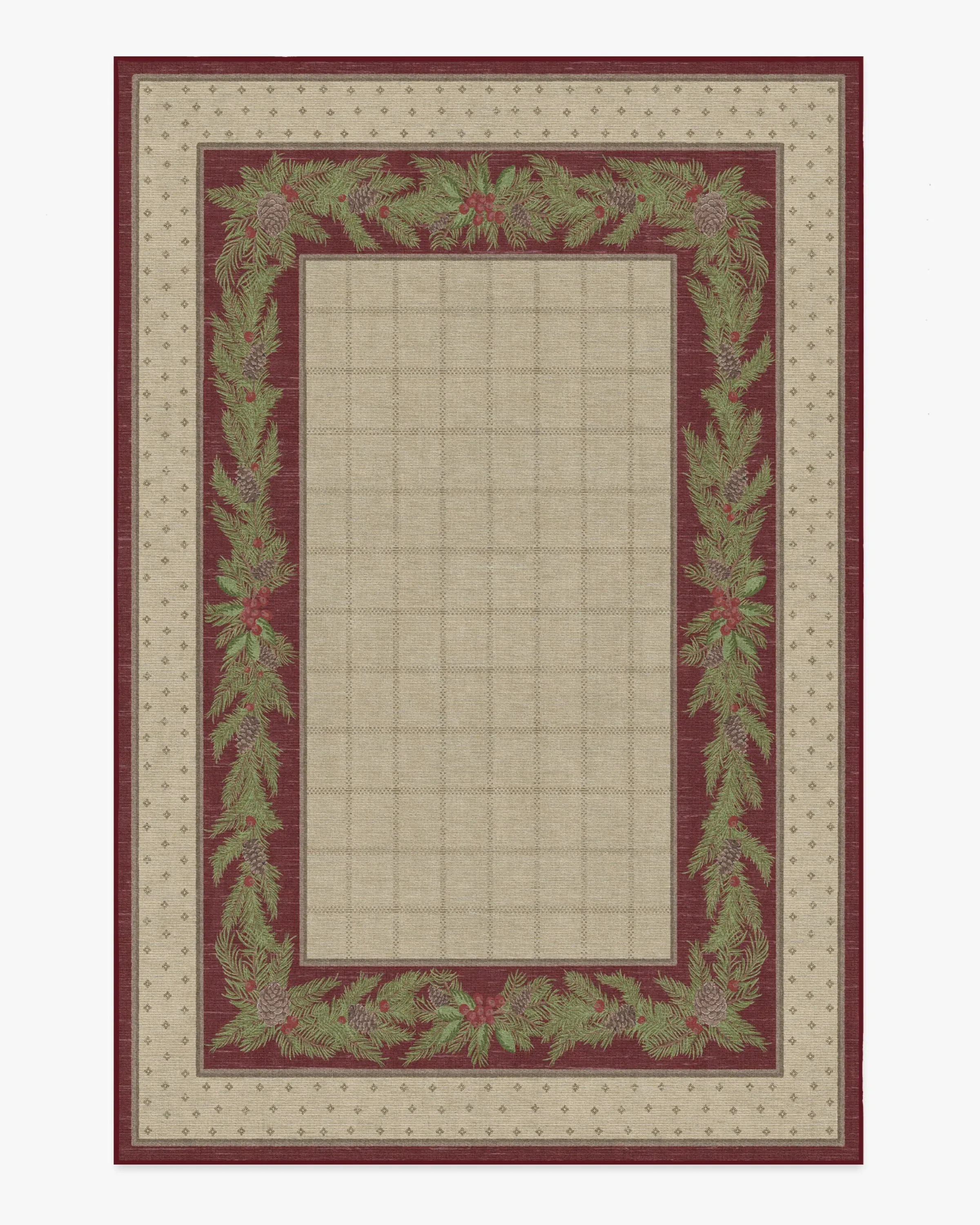Extra Large Washable Rug - Red, Natural