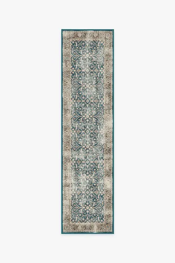 Extra Long Runner Machine Washable - Teal Blue