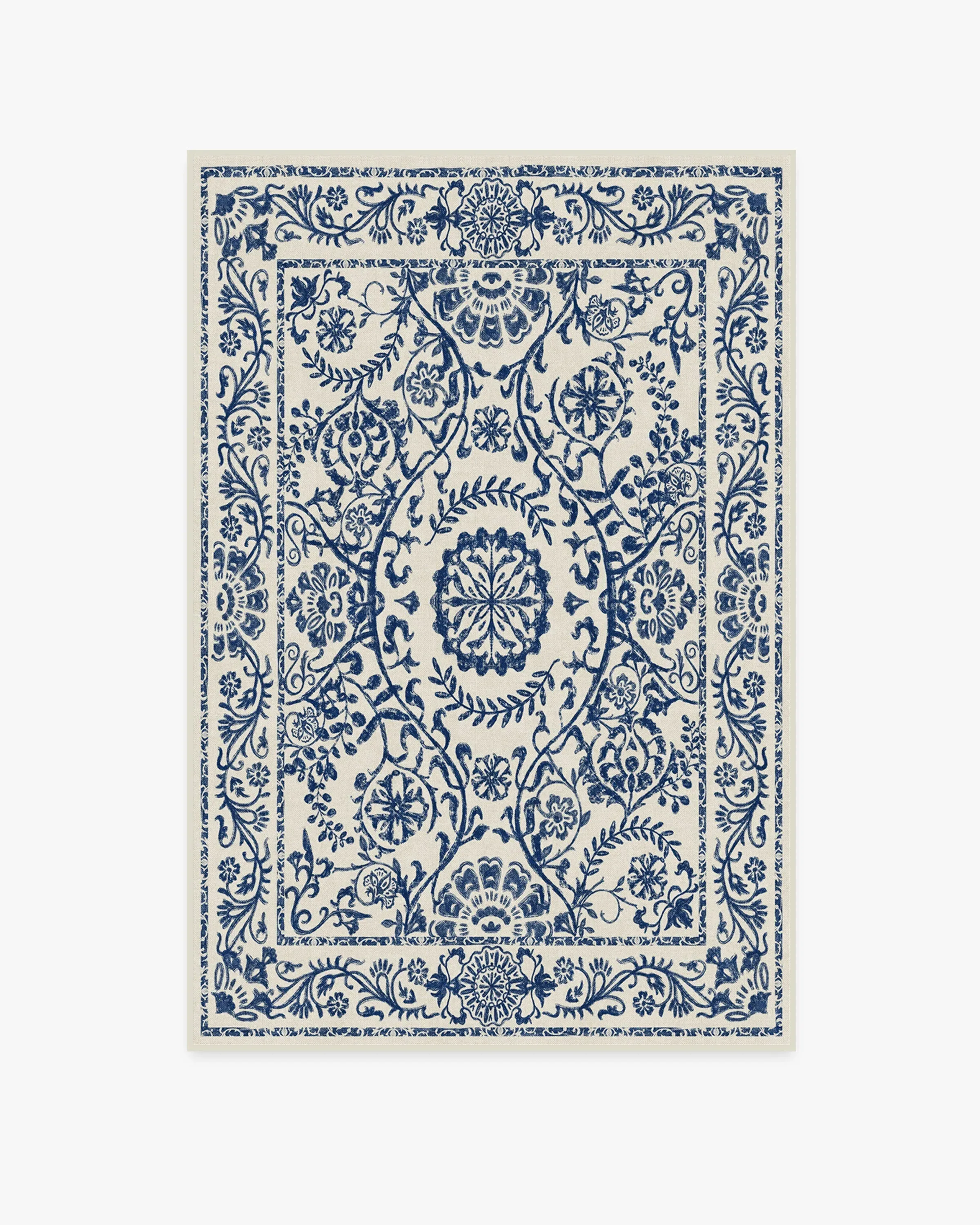 Flatwoven Area Rug Machine Washable - Blue, Chenille