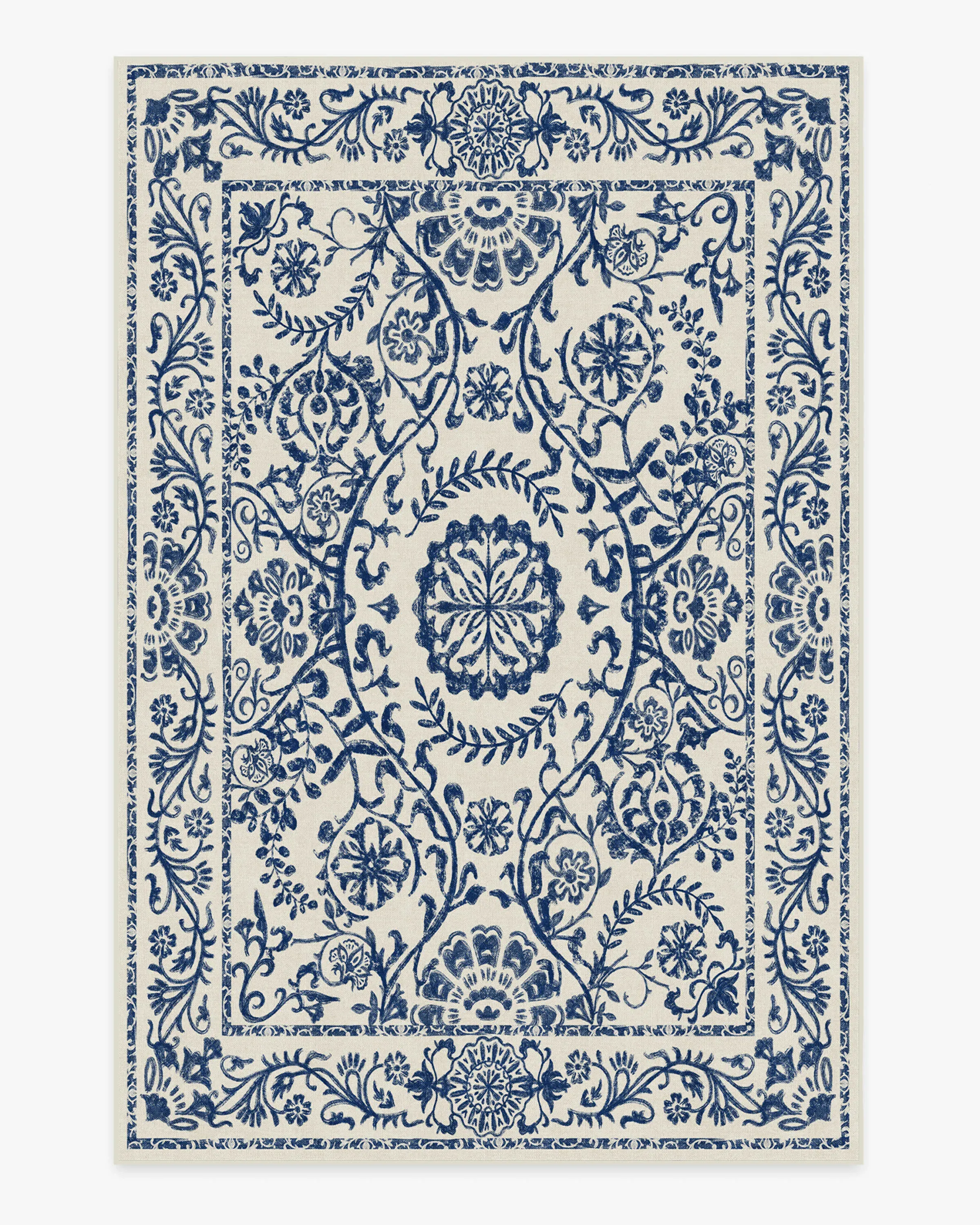 Flatwoven Area Rug Machine Washable - Blue, Chenille