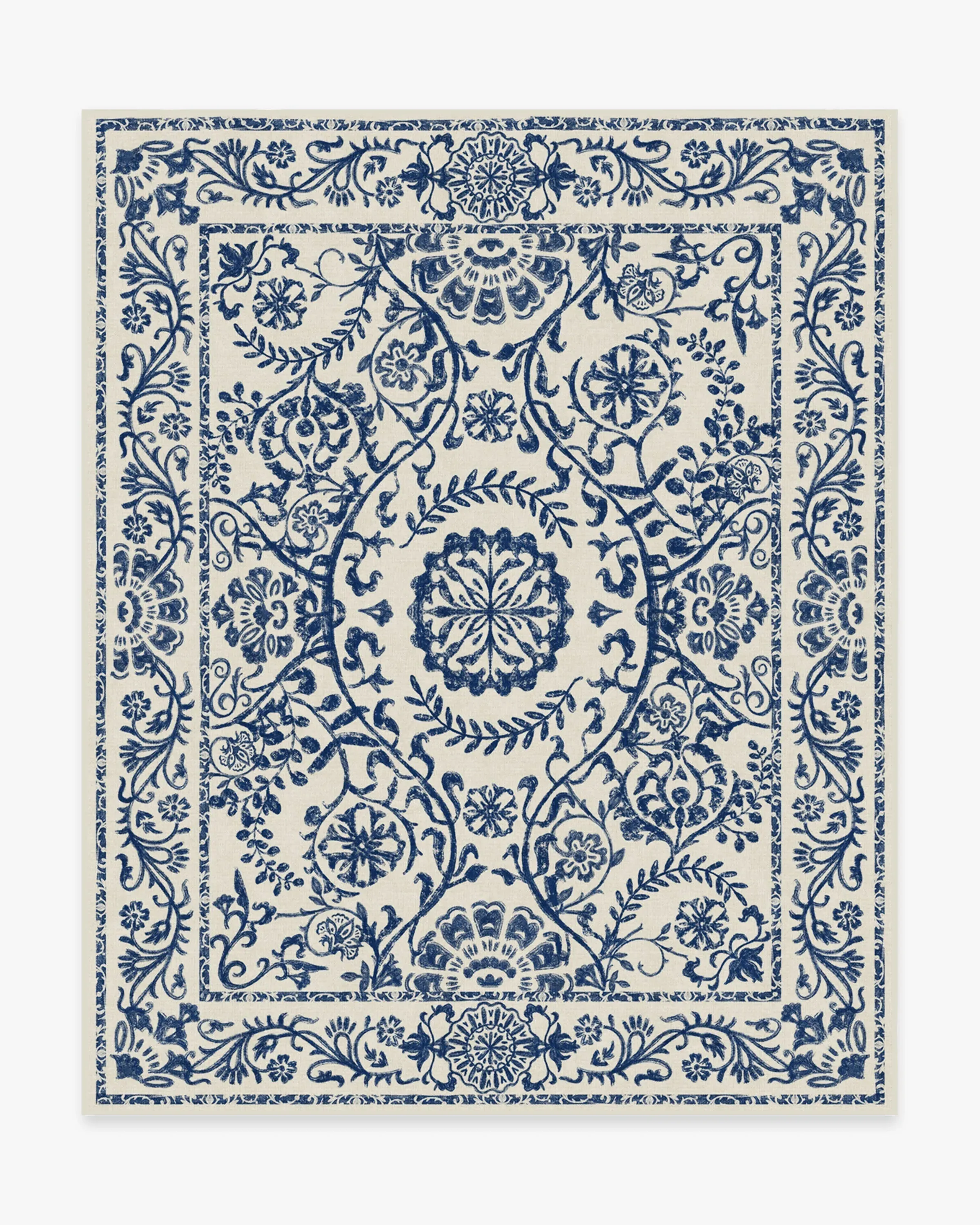 Flatwoven Area Rug Machine Washable - Blue, Chenille