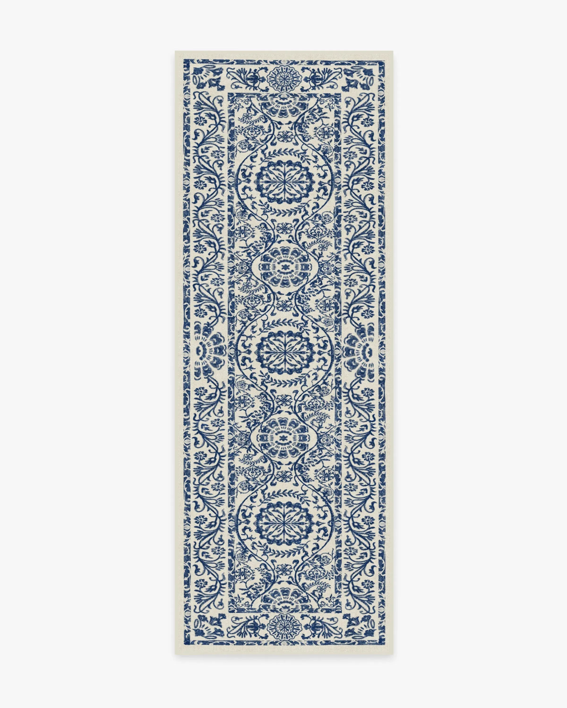 Flatwoven Area Rug Machine Washable - Blue, Chenille