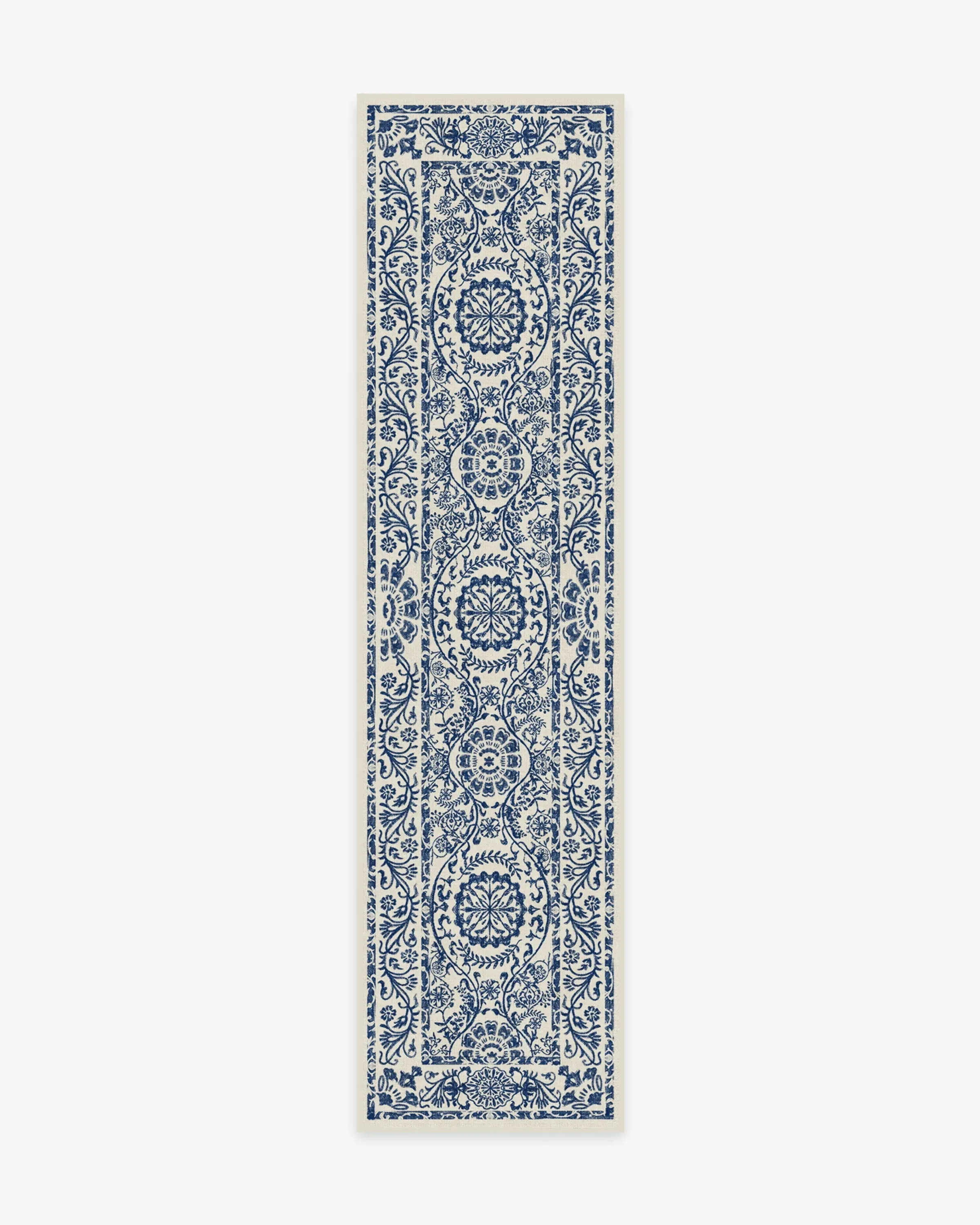 Flatwoven Area Rug Machine Washable - Blue, Chenille