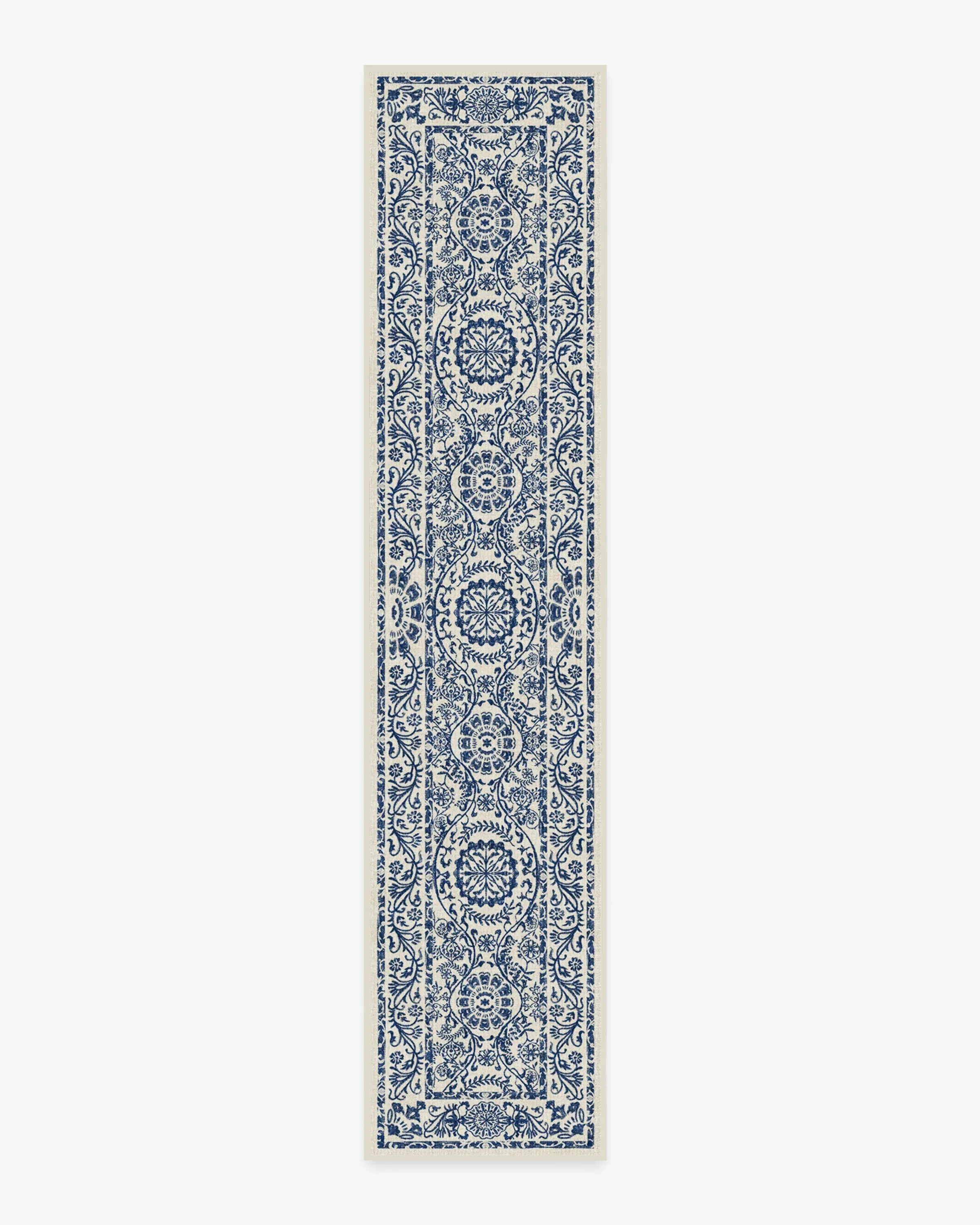 Flatwoven Area Rug Machine Washable - Blue, Chenille