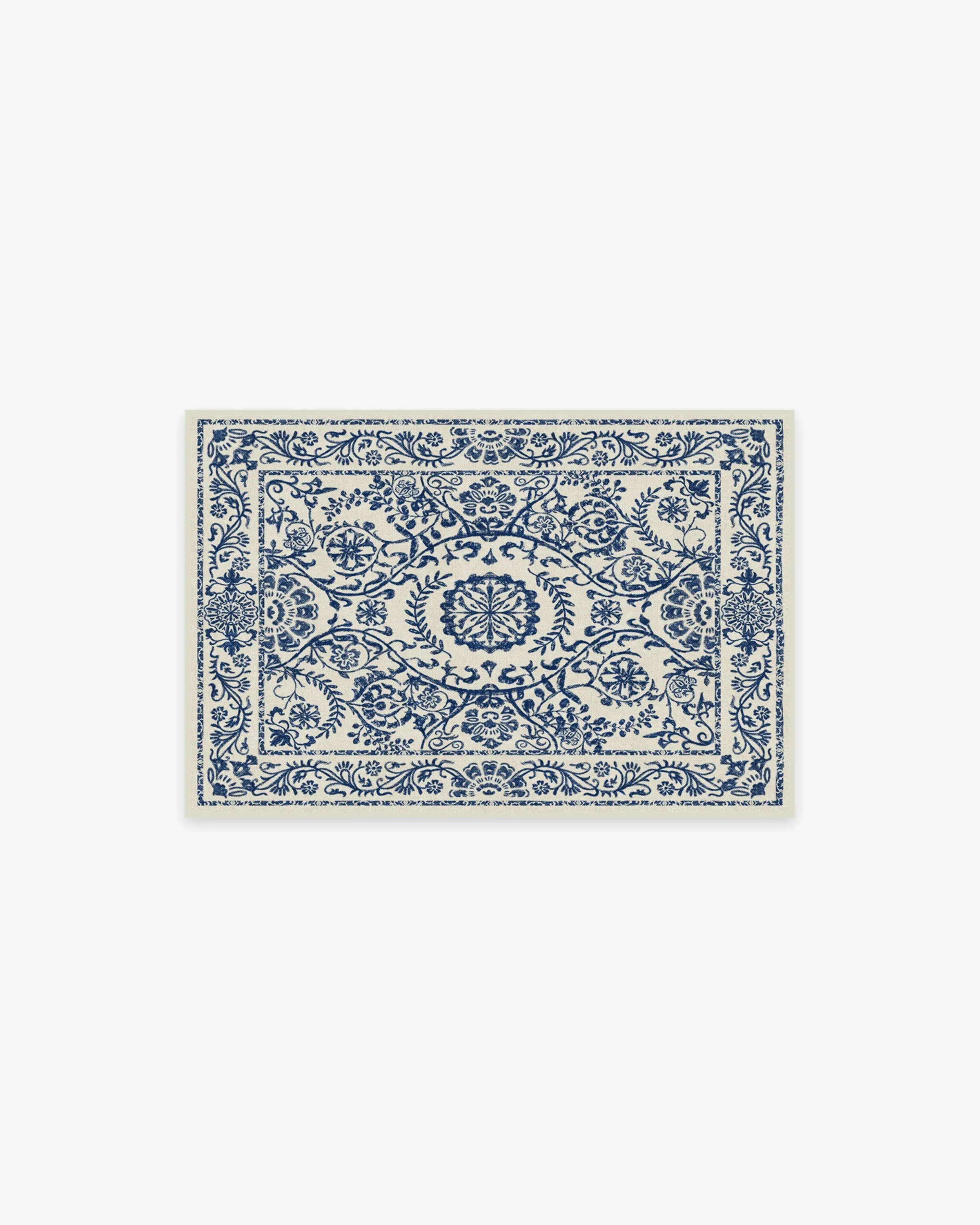 Flatwoven Area Rug Machine Washable - Blue, Chenille image