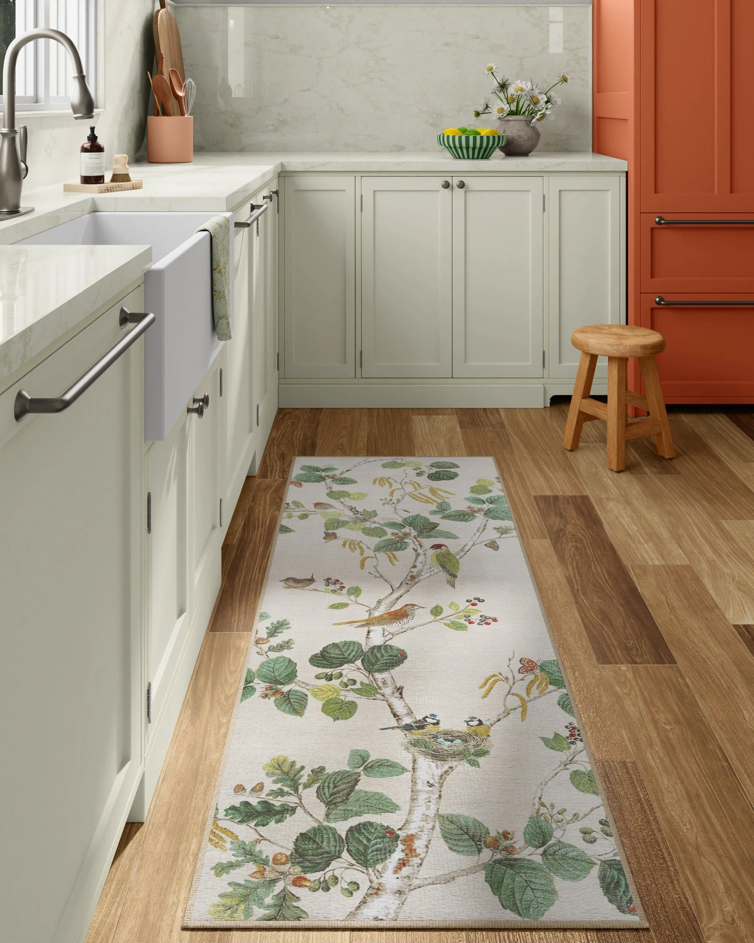 Flatwoven Area Rug Machine Washable - Cream
