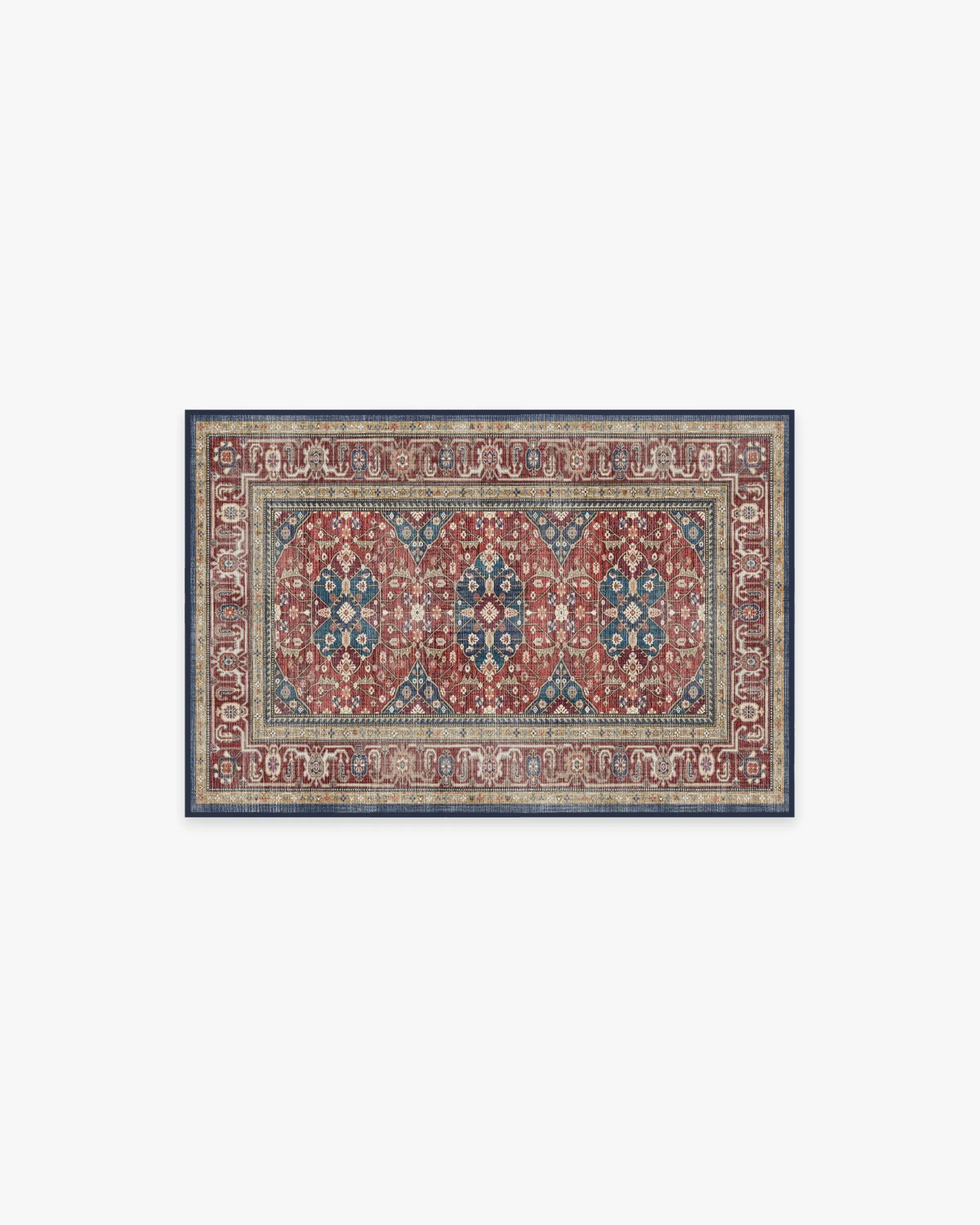 Flatwoven Area Rug Machine Washable - Red image