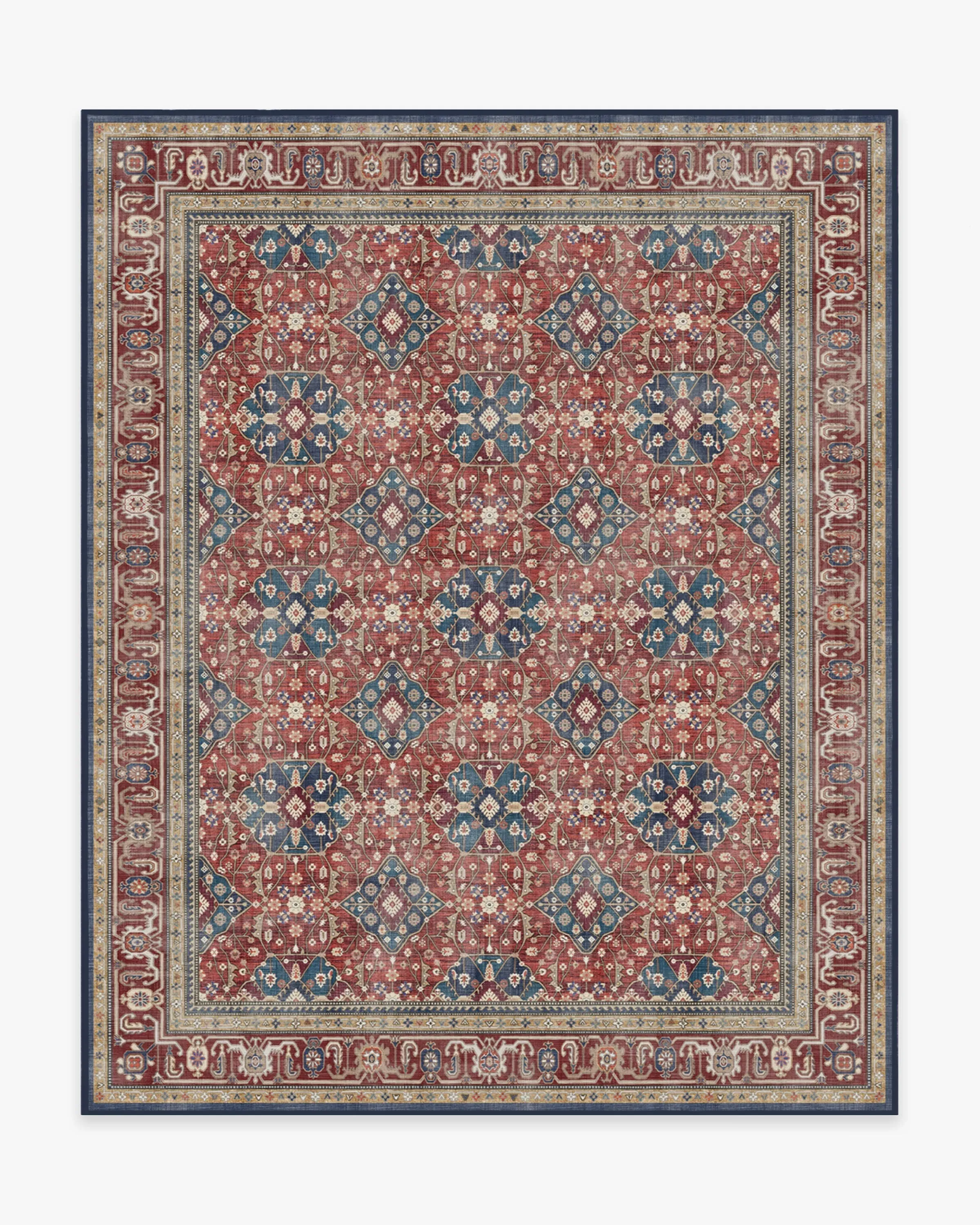 Flatwoven Area Rug Machine Washable - Red
